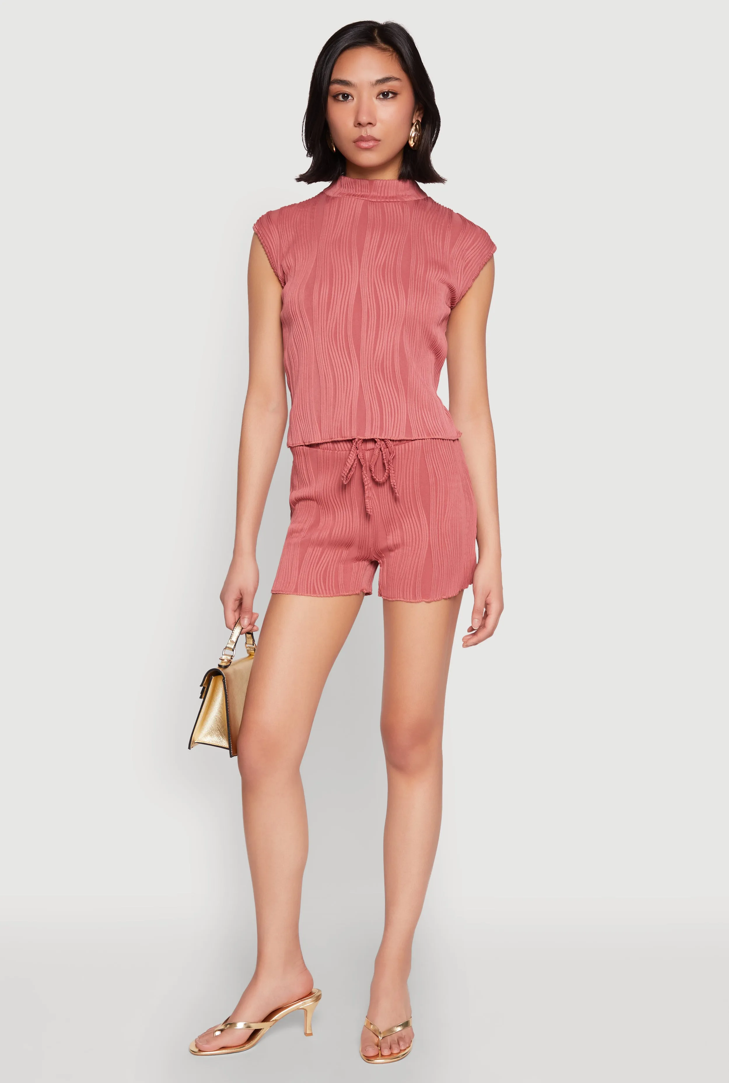 Plisse Knit Mock Neck Top sold by Rainbow product image thumbnail 3