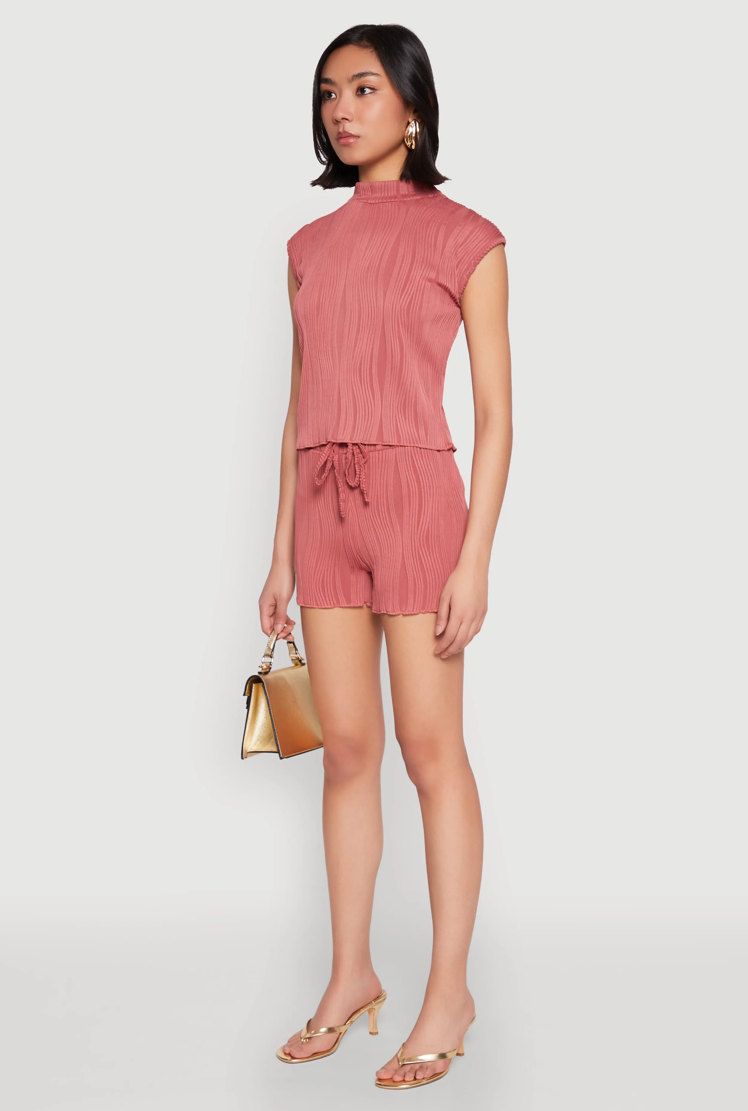 Plisse Knit Mock Neck Top sold by Rainbow product image thumbnail 5