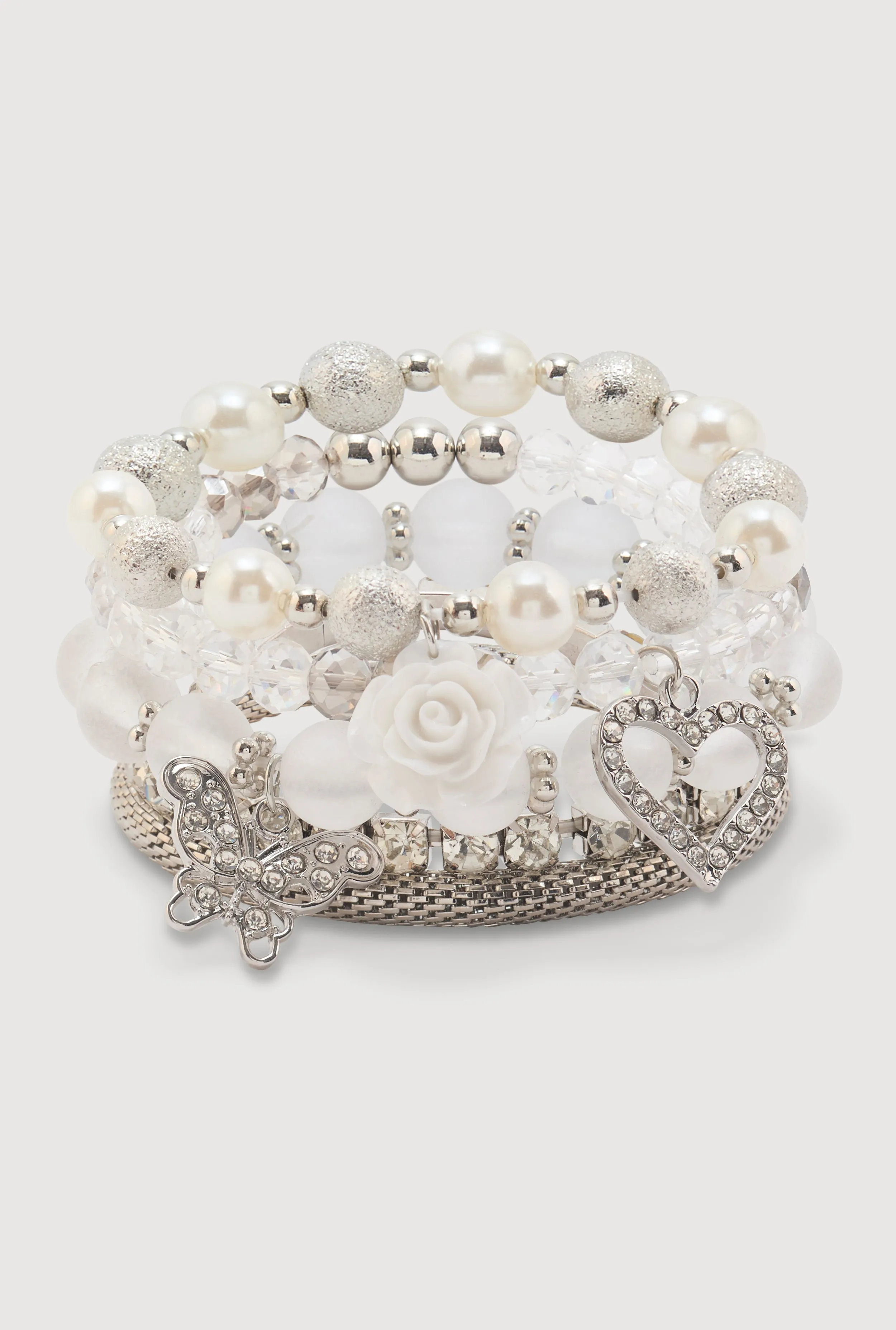 Rose Rhinestone Charm Bracelets Set of 5 sold by Rainbow