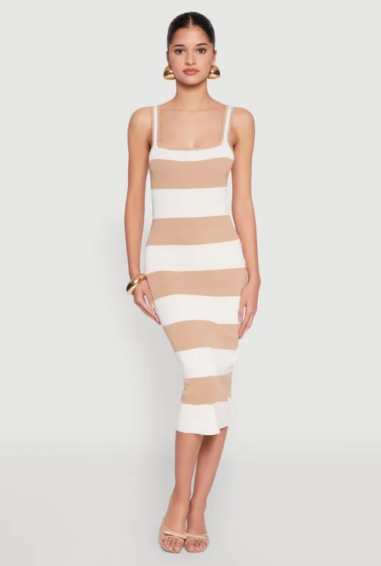 Open Tie Back Sleeveless Striped Bodycon Dress sold by Rainbow