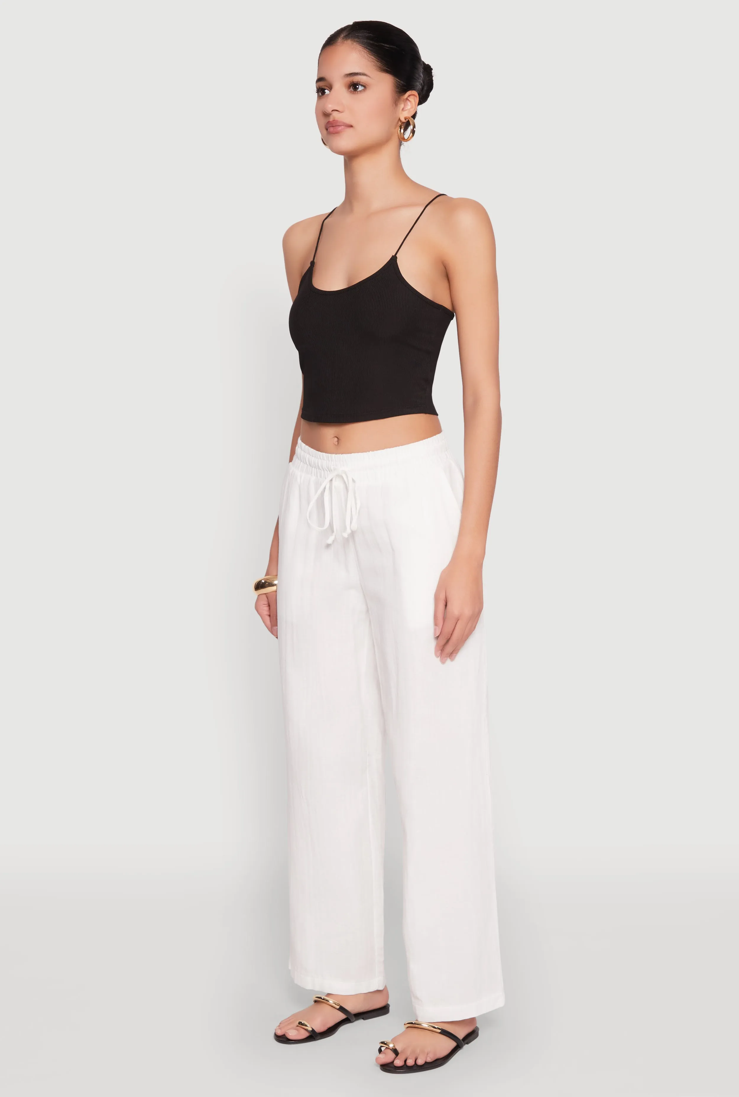 Gauze Knit Drawstring Wide Leg Pants sold by Rainbow product image thumbnail 3