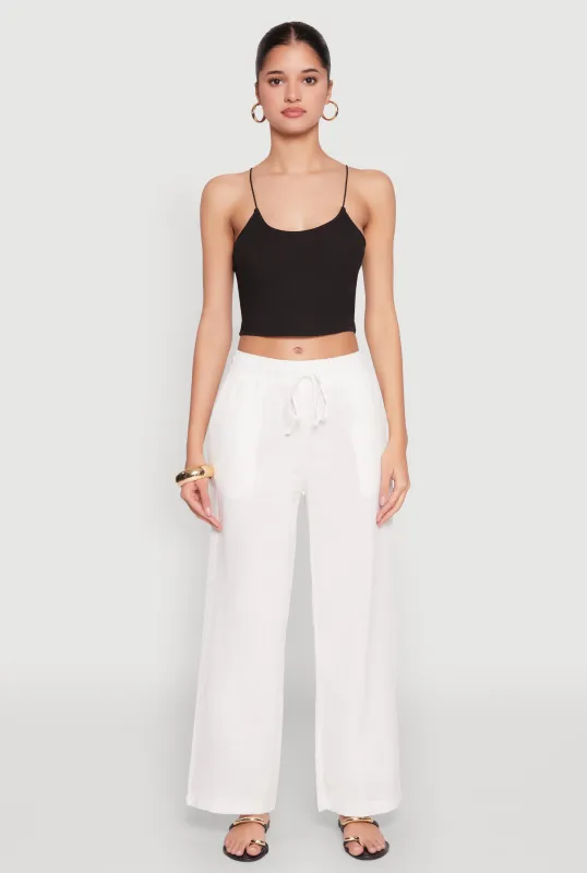 Gauze Knit Drawstring Wide Leg Pants sold by Rainbow