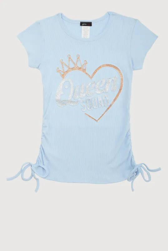 Girls 3D Rhinestone Queen Squad Graphic Top sold by Rainbow