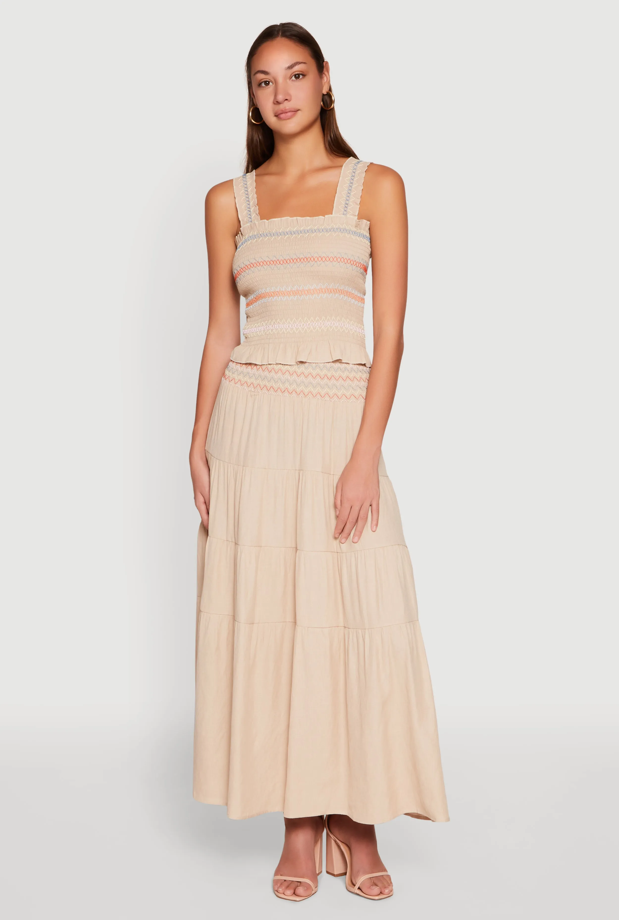 Chevron Linen Smocked Tank Top sold by Rainbow product image thumbnail 3