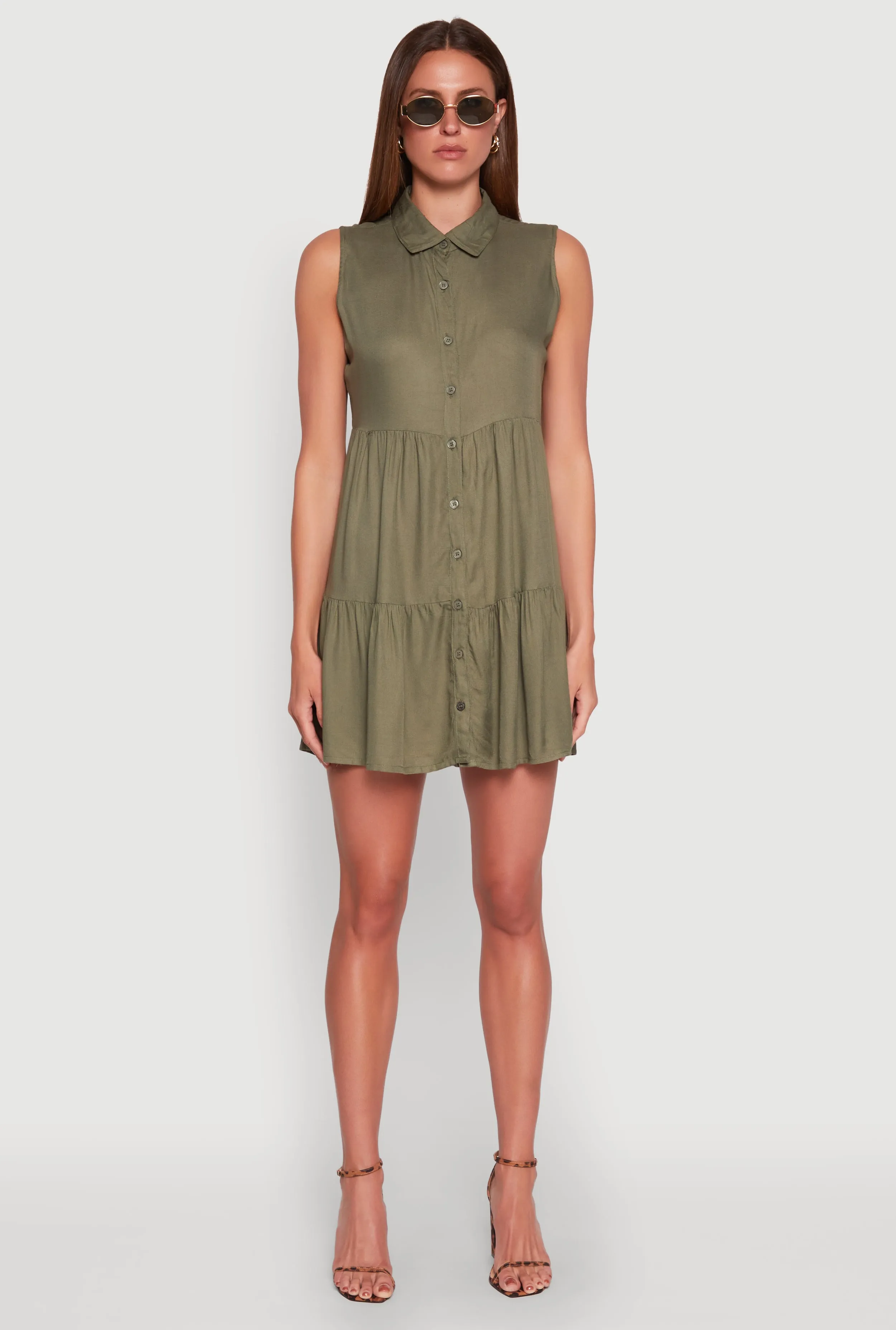 Sleeveless Button Front Tiered Dress sold by Rainbow product image thumbnail 2