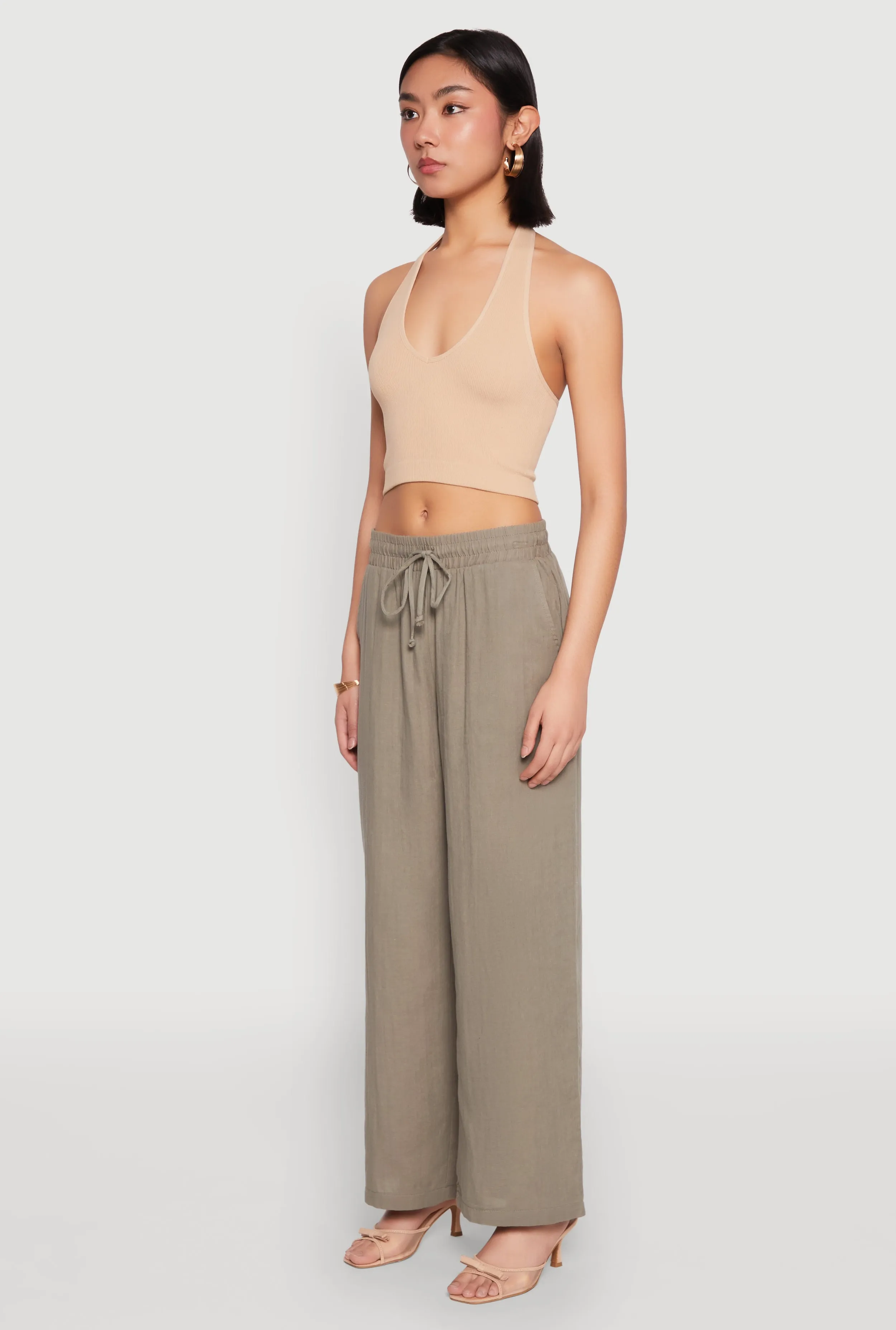 Gauze Knit Drawstring Wide Leg Pants sold by Rainbow product image thumbnail 3