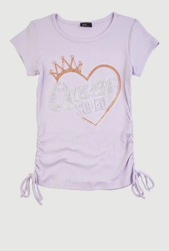Girls 3D Rhinestone Queen Squad Graphic Top sold by Rainbow