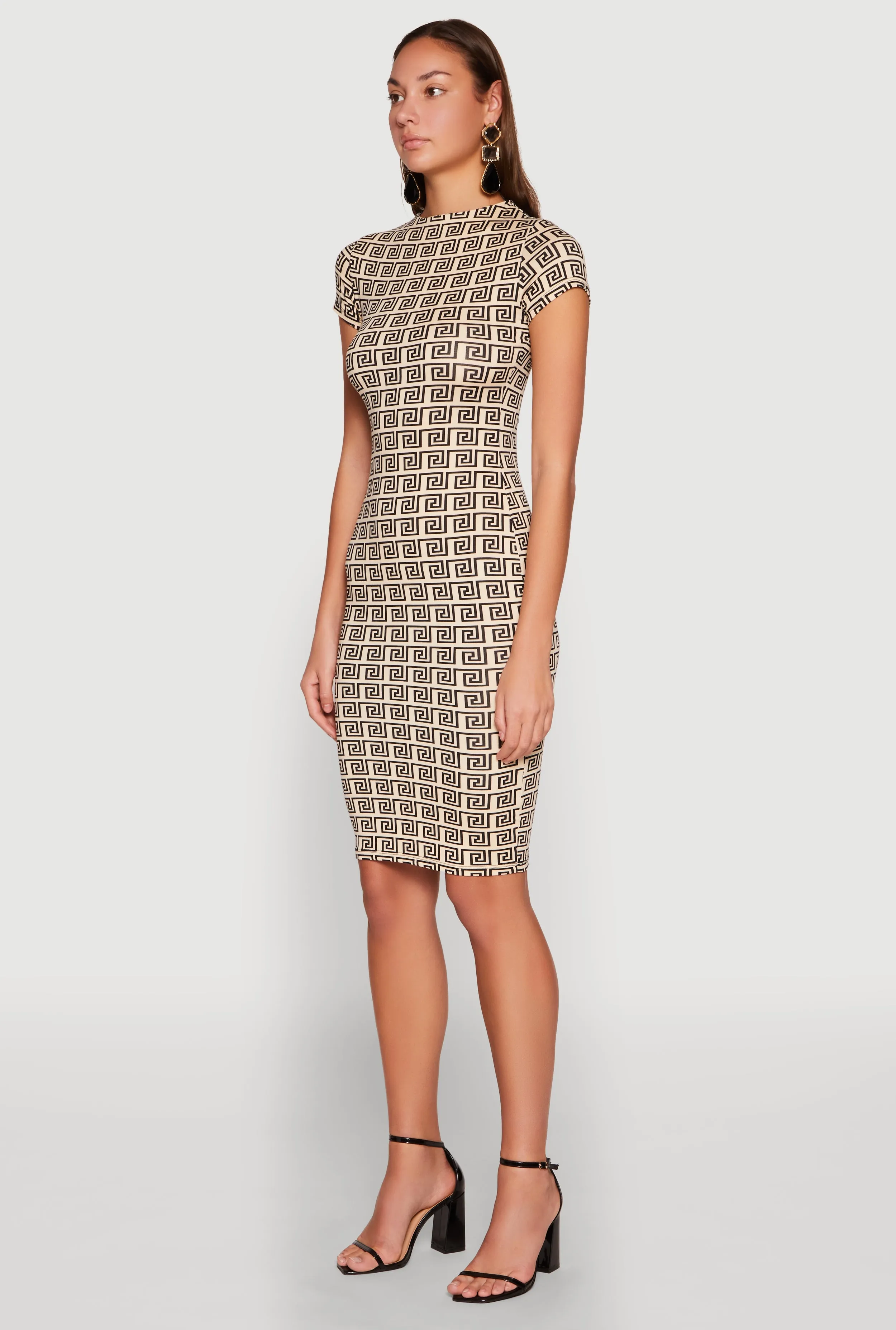 Greek Key Print Short Sleeve Dress sold by Rainbow product image thumbnail 3