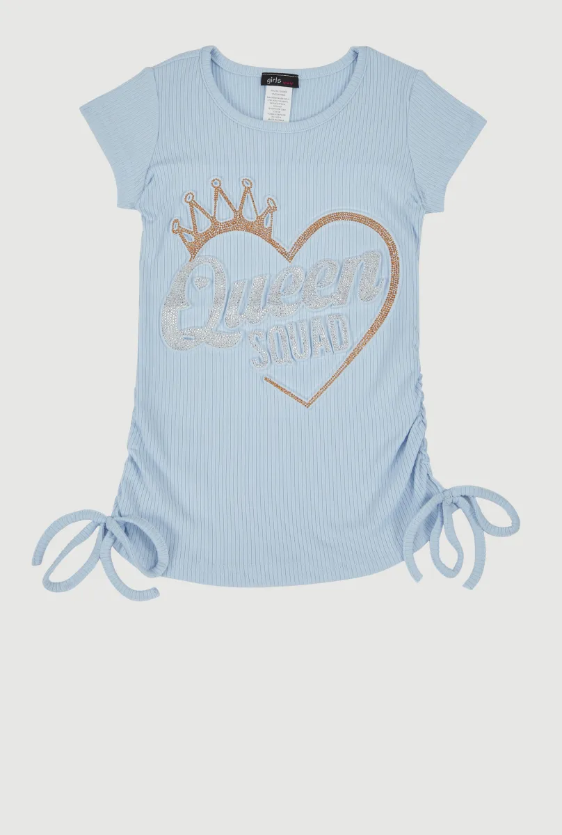 Little Girls 3D Rhinestone Queen Squad Graphic Top sold by Rainbow