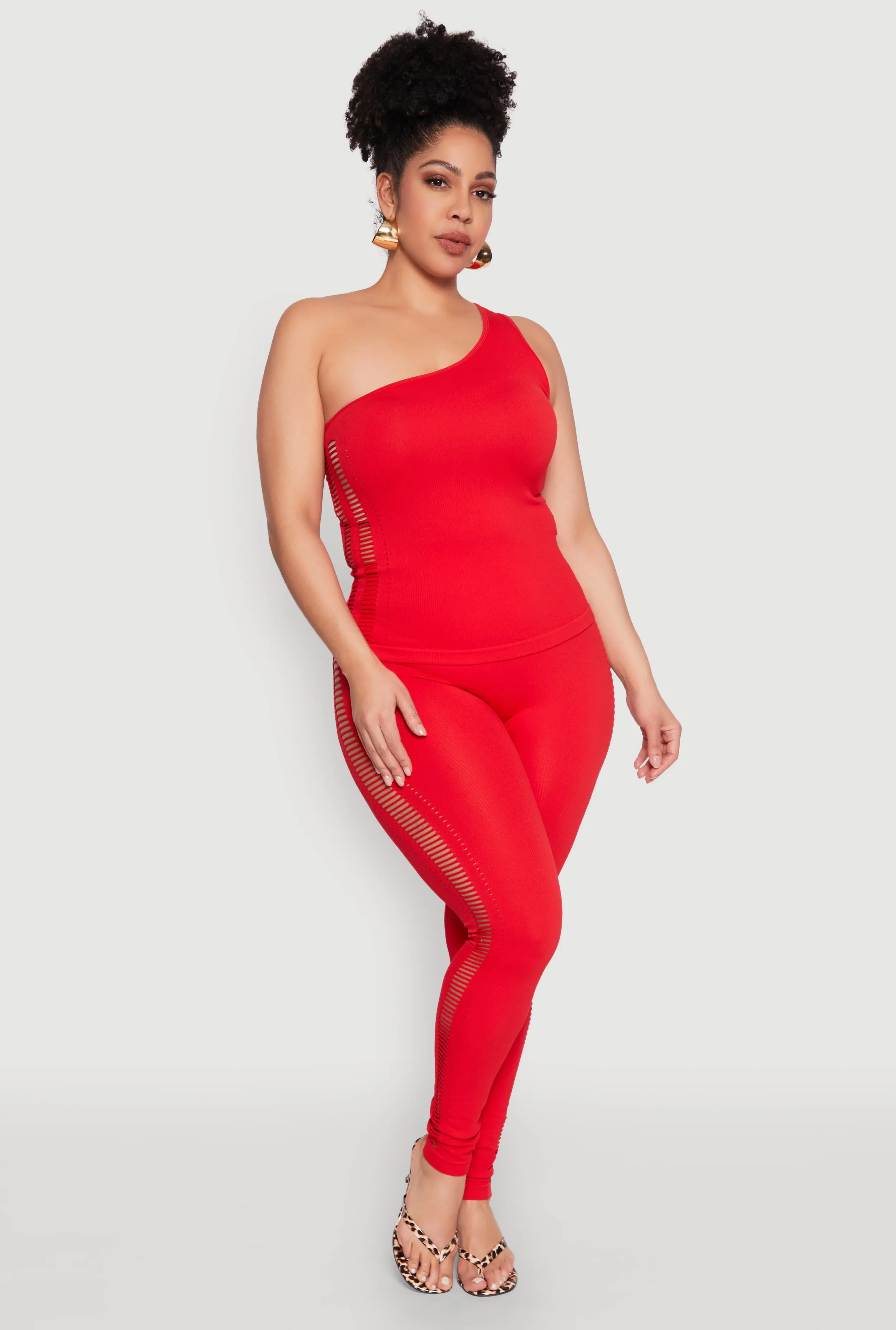 Plus Size Laser Cut Side One Shoulder Top sold by Rainbow product image thumbnail 2
