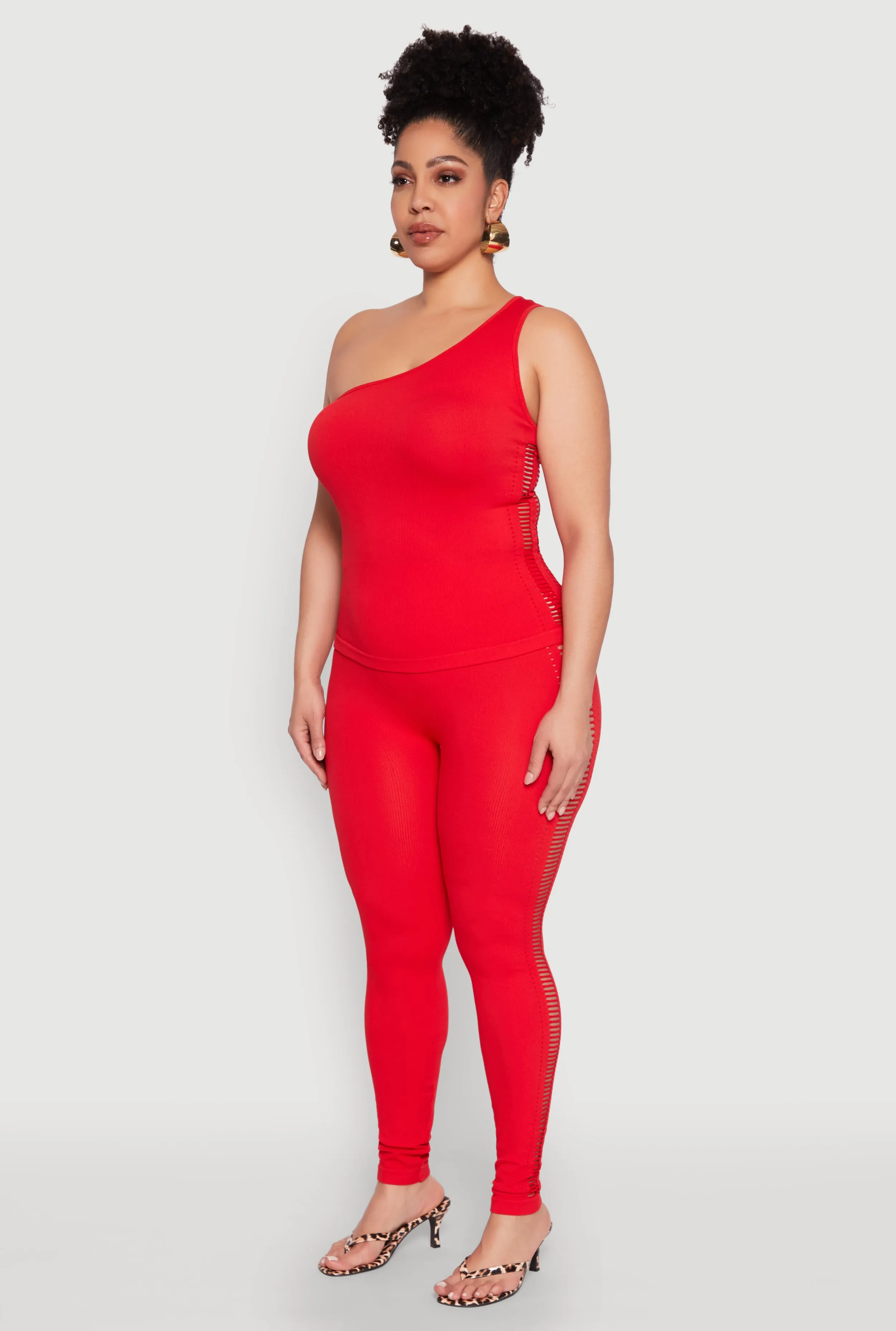 Plus Size Laser Cut Side One Shoulder Top sold by Rainbow product image thumbnail 5