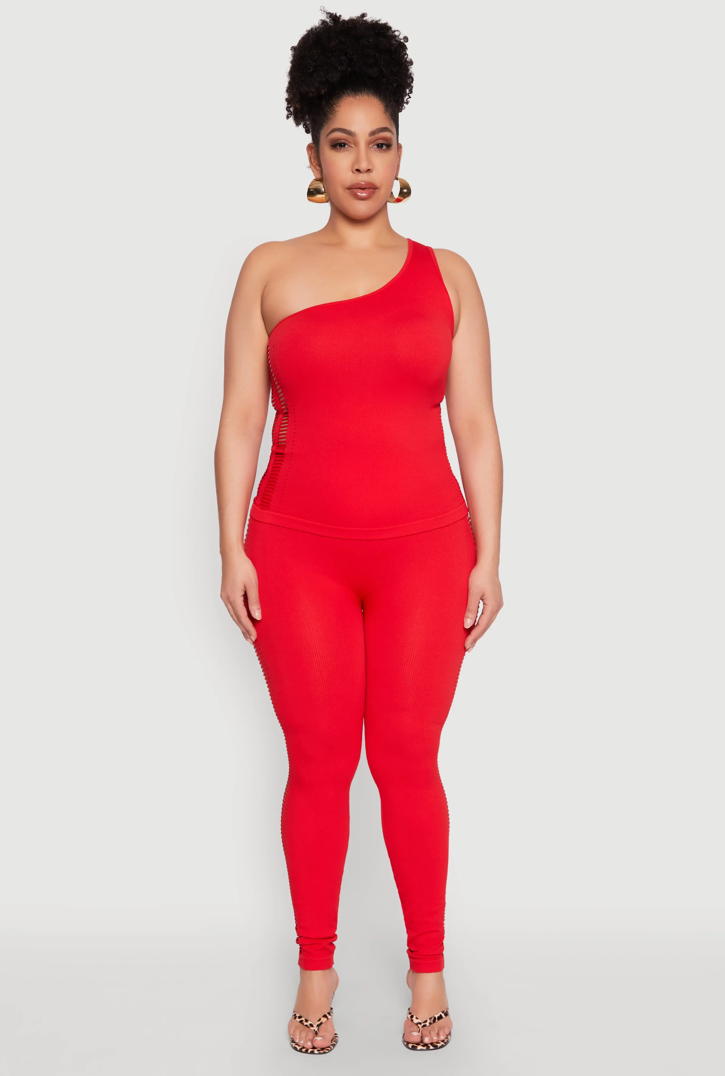 Plus Size Laser Cut Side One Shoulder Top sold by Rainbow product image thumbnail 3