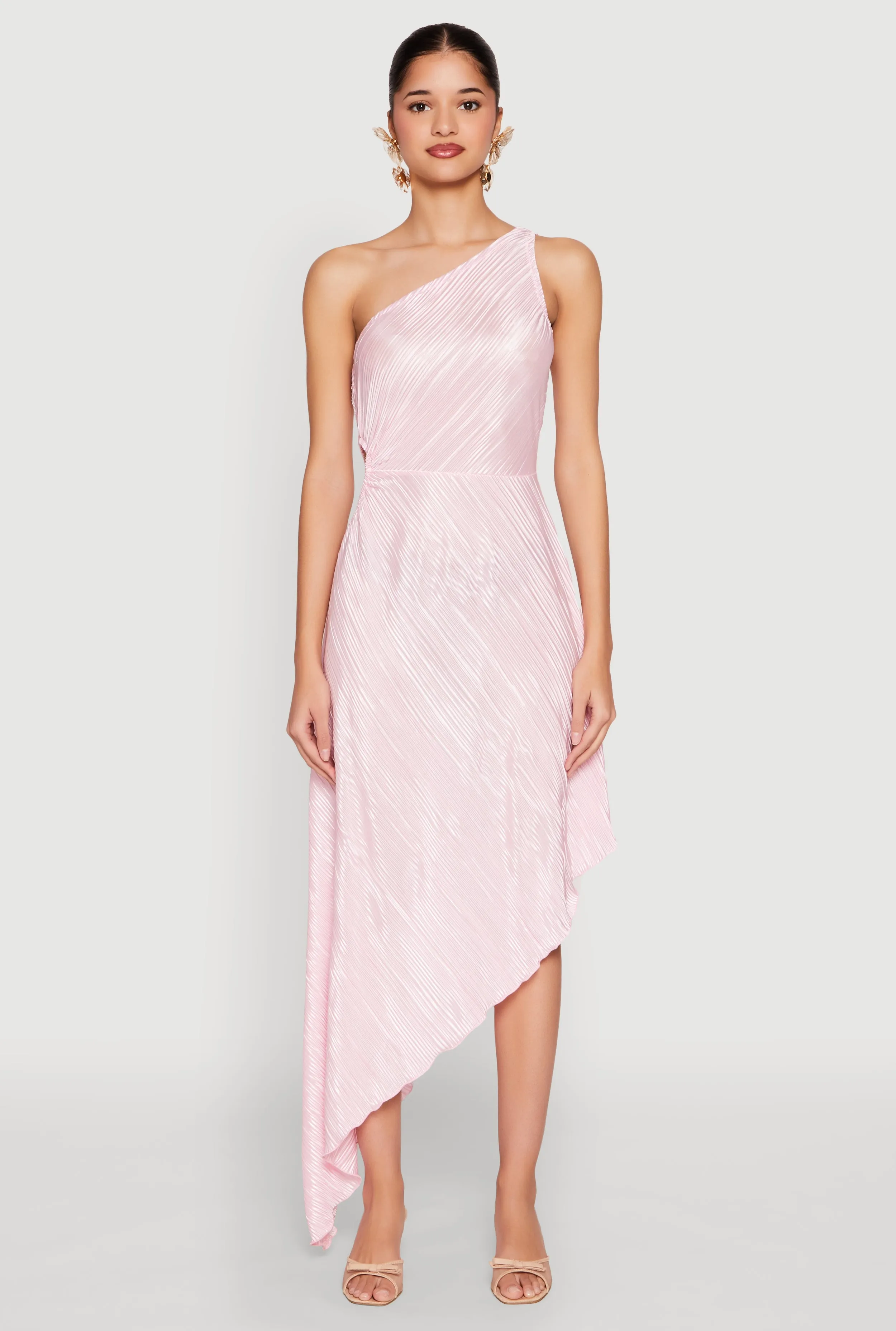 Plisse One Shoulder Asymmetrical Dress sold by Rainbow