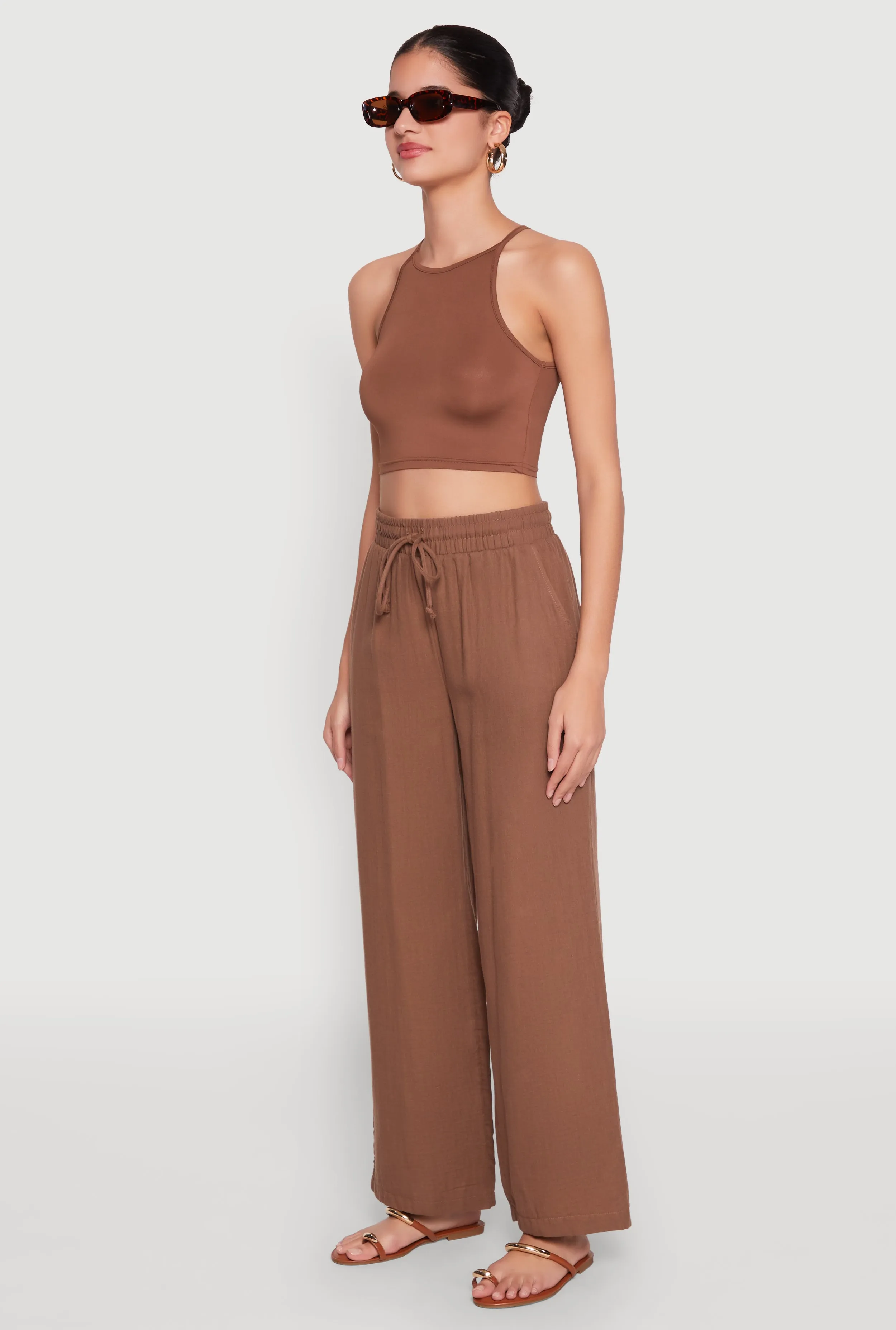 Gauze Knit Drawstring Wide Leg Pants sold by Rainbow product image thumbnail 3