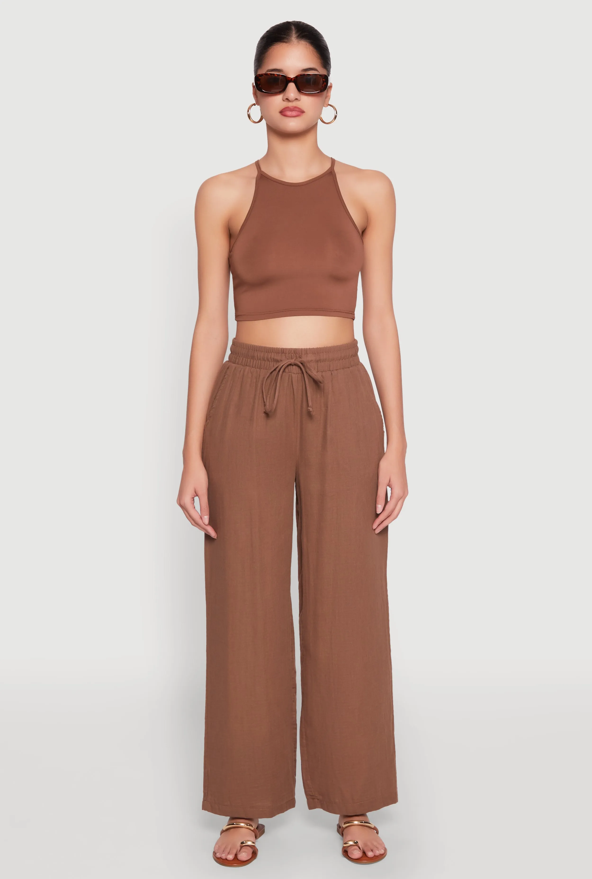 Gauze Knit Drawstring Wide Leg Pants sold by Rainbow product image thumbnail 2