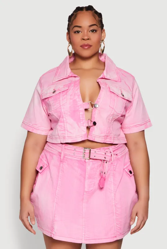 Plus Size Spoon Jeans Acid Wash Cropped Jacket sold by Rainbow