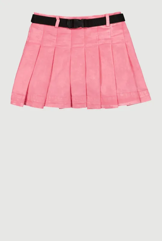 Girls Spoon Jeans Mineral Wash Belted Pleated Skirt sold by Rainbow