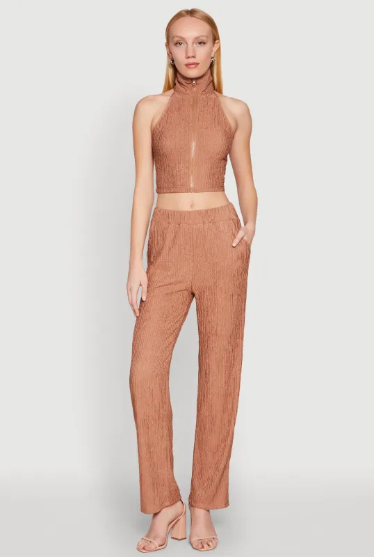 Textured Knit High Waist Pants sold by Rainbow