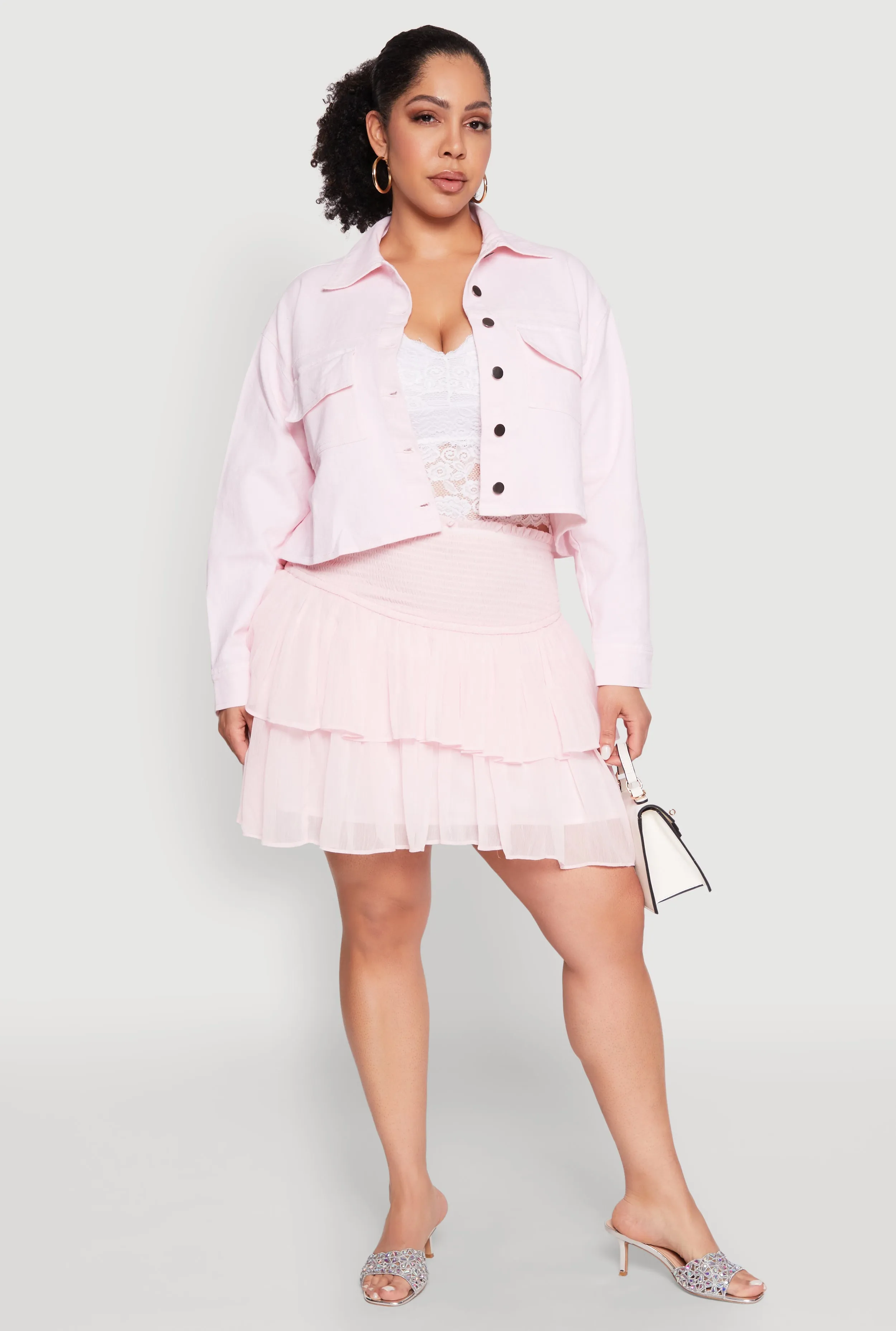 Plus Size Spoon Jeans Chiffon Tiered Skirt sold by Rainbow