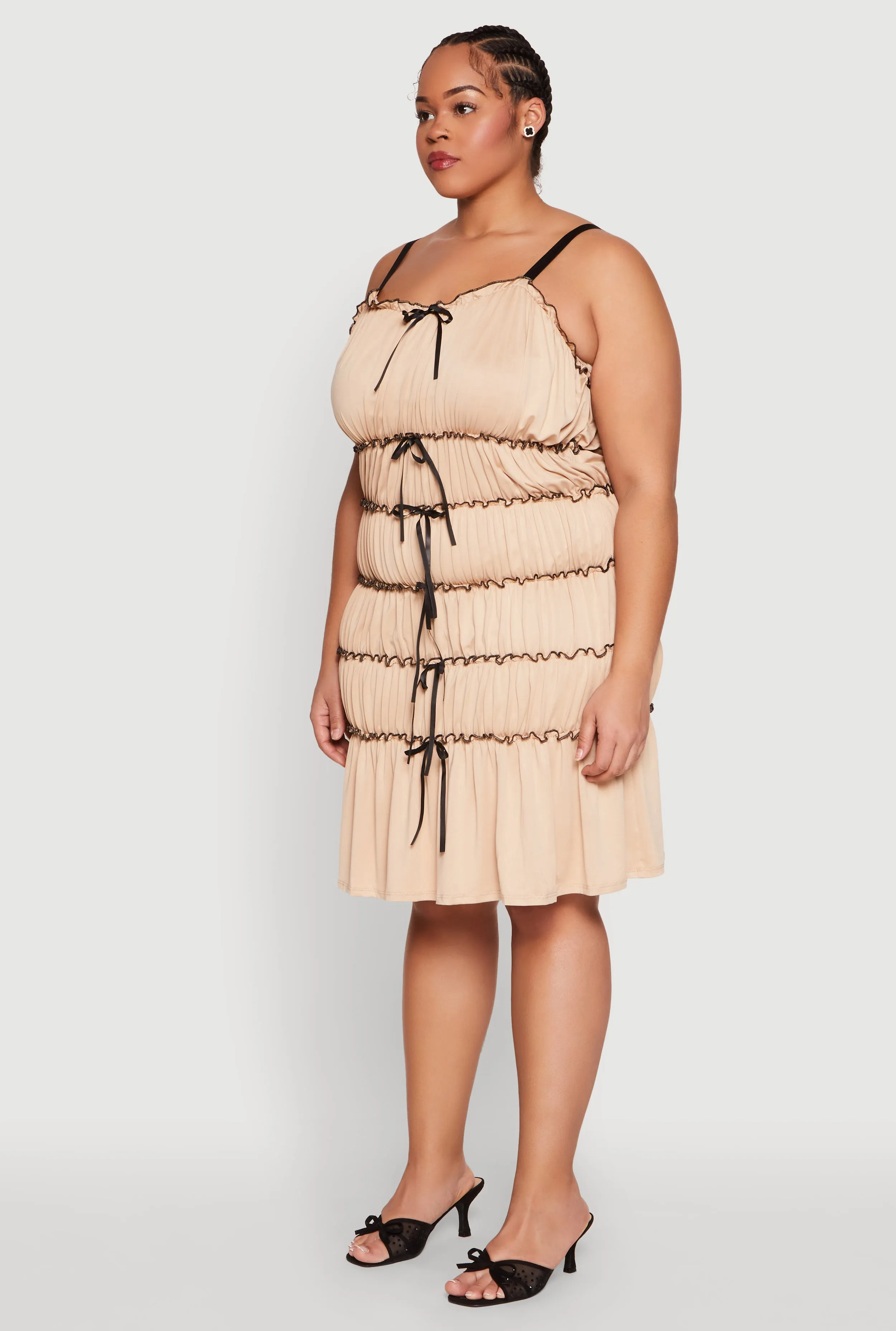 Plus Size Almost Famous Bow Contrast Tiered Dress sold by Rainbow product image thumbnail 3