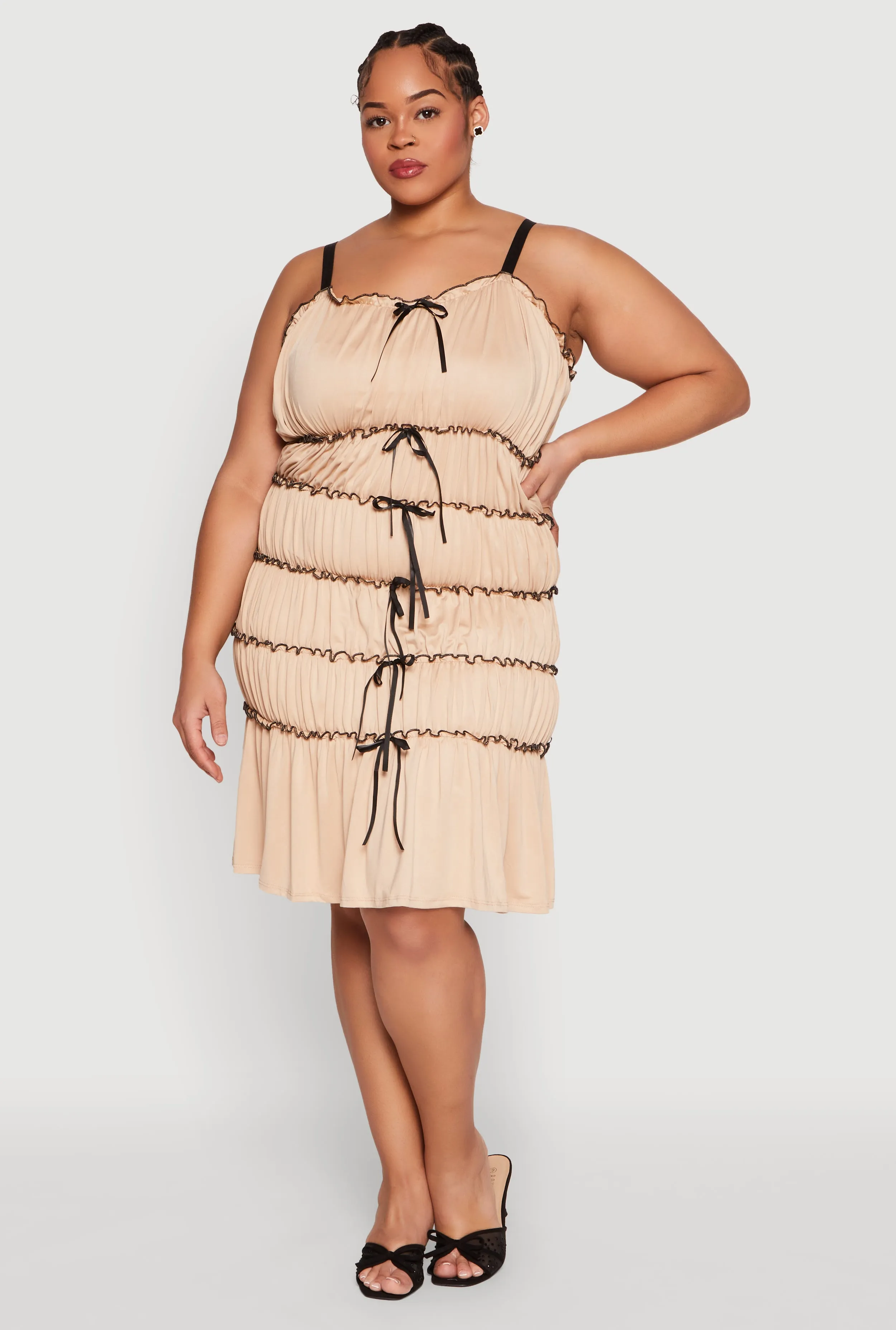 Plus Size Almost Famous Bow Contrast Tiered Dress sold by Rainbow product image thumbnail 2