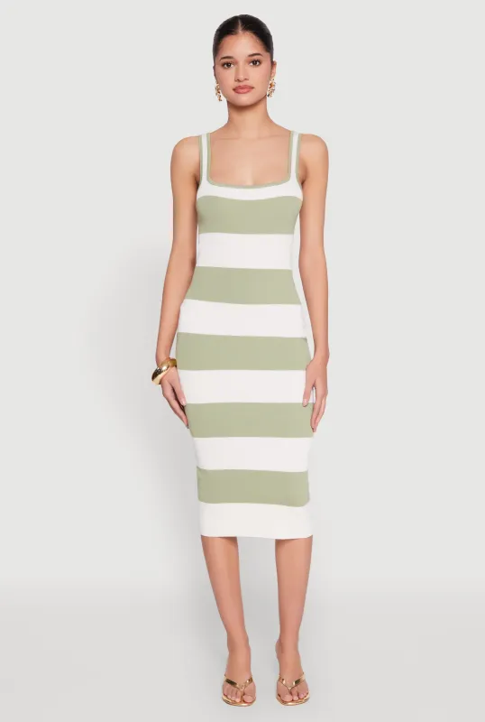 Open Tie Back Sleeveless Striped Bodycon Dress sold by Rainbow