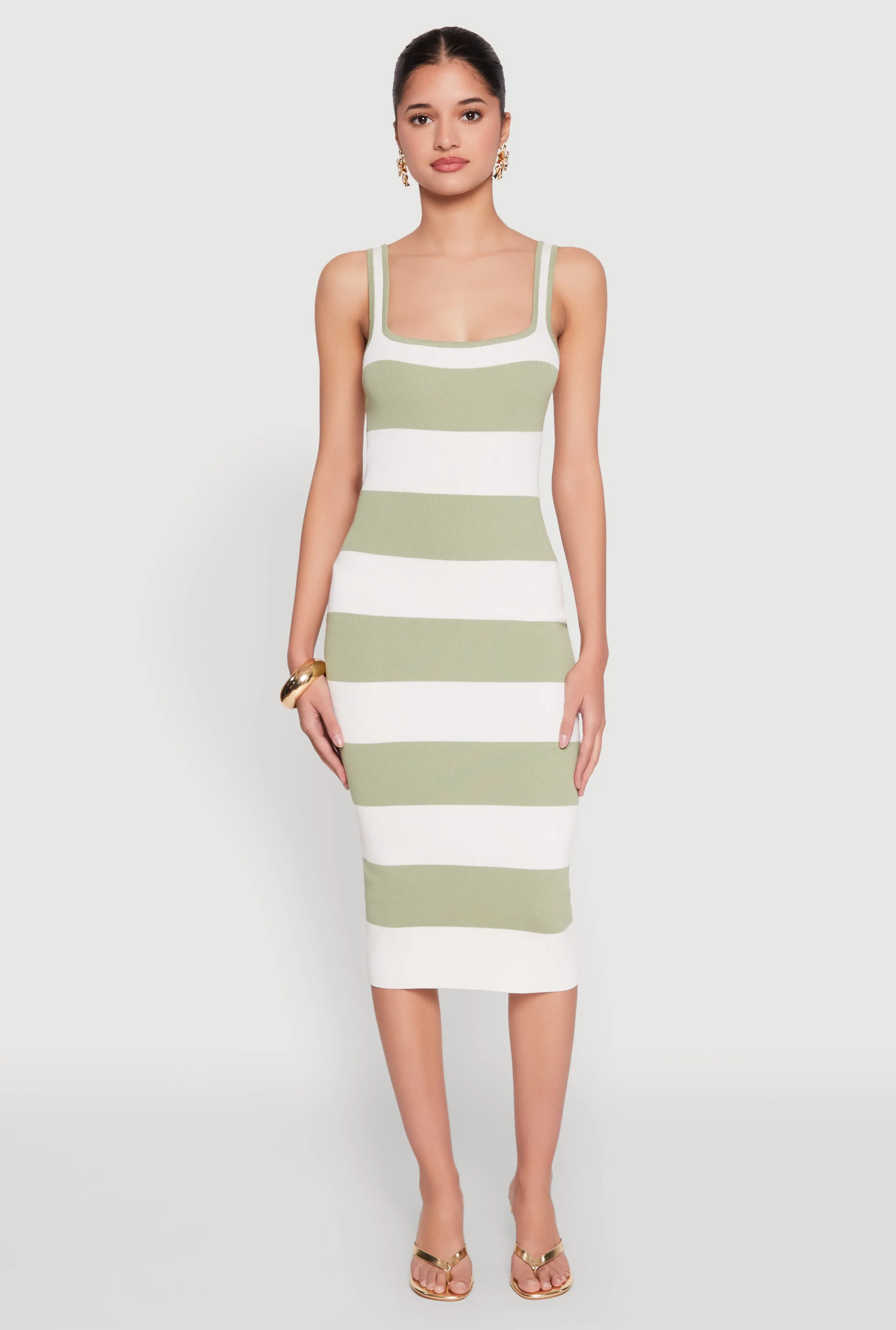 Open Tie Back Sleeveless Striped Bodycon Dress sold by Rainbow