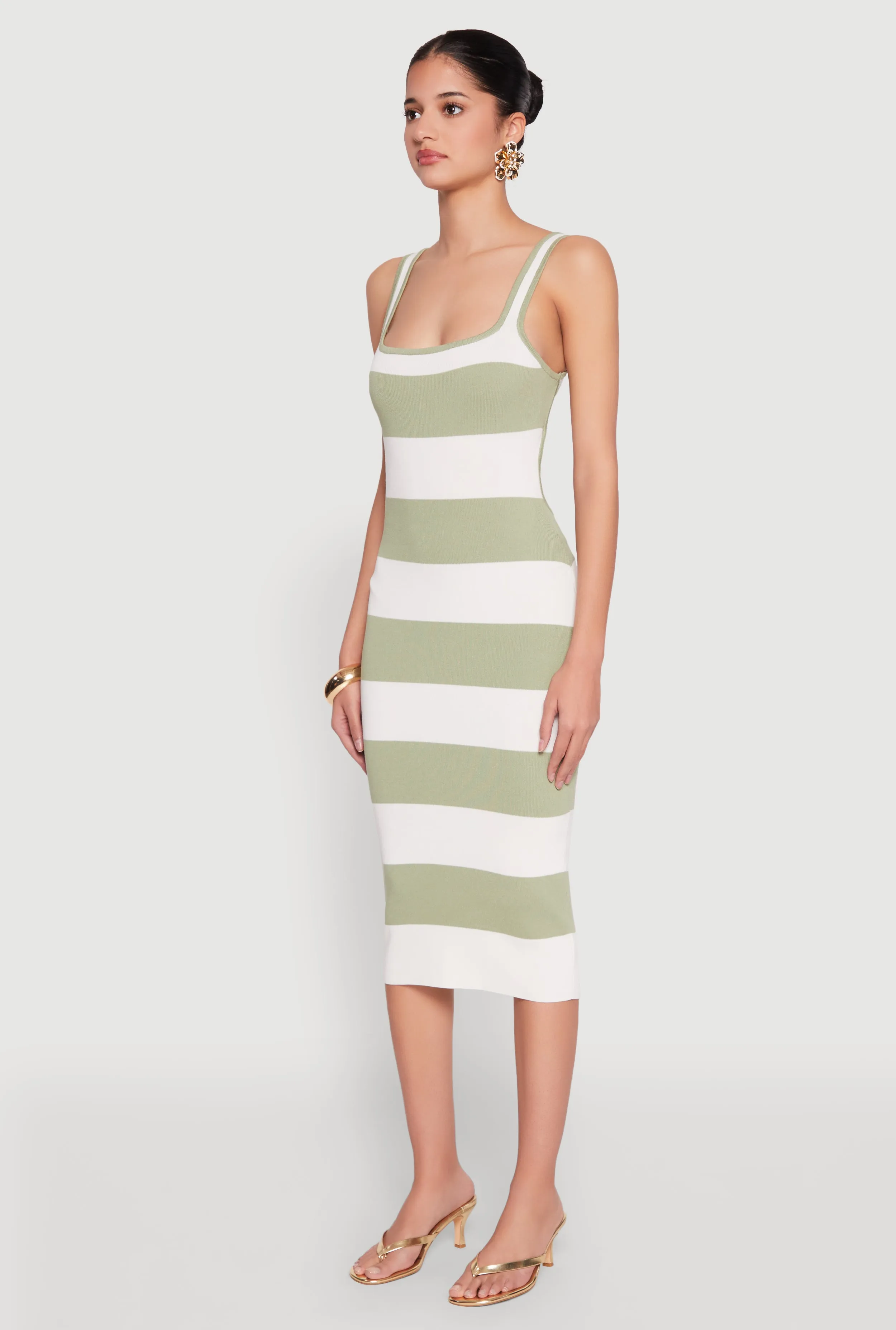 Open Tie Back Sleeveless Striped Bodycon Dress sold by Rainbow product image thumbnail 3