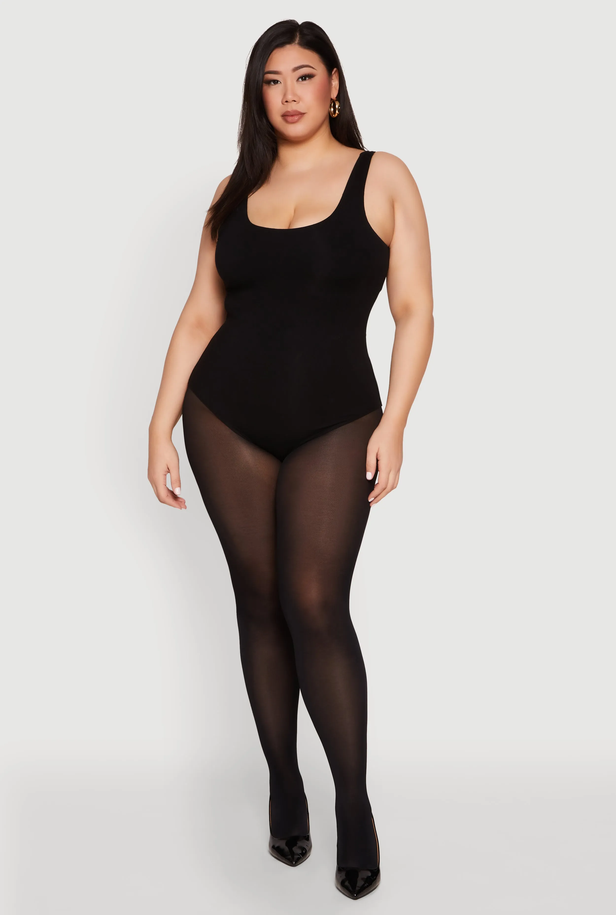 Plus Size Double Layered Scoop Neck Bodysuit sold by Rainbow product image thumbnail 3