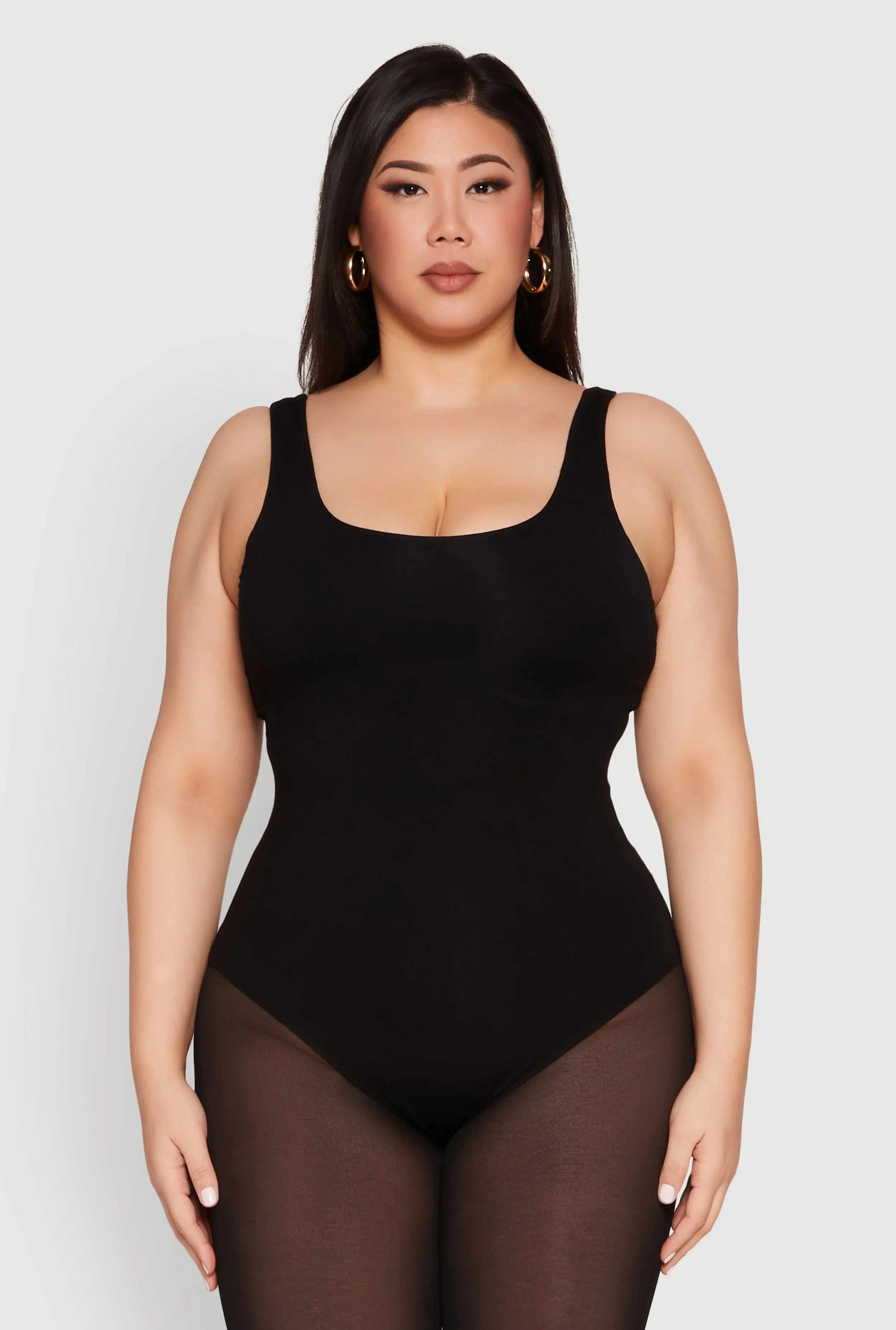 Plus Size Double Layered Scoop Neck Bodysuit sold by Rainbow product image thumbnail 2