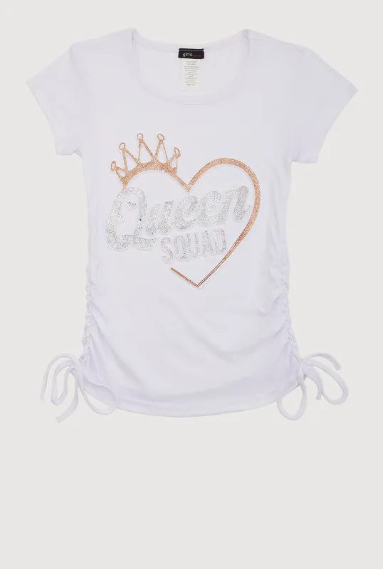 Girls 3D Rhinestone Queen Squad Graphic Top sold by Rainbow