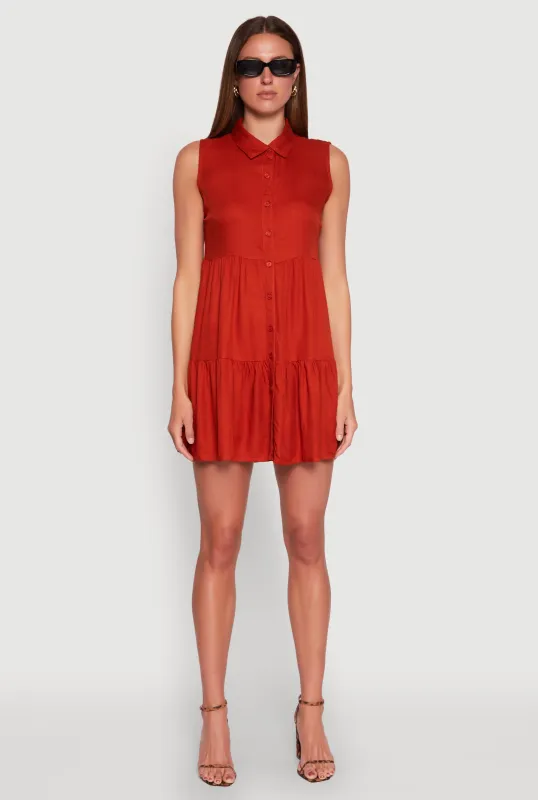 Sleeveless Button Front Tiered Dress sold by Rainbow