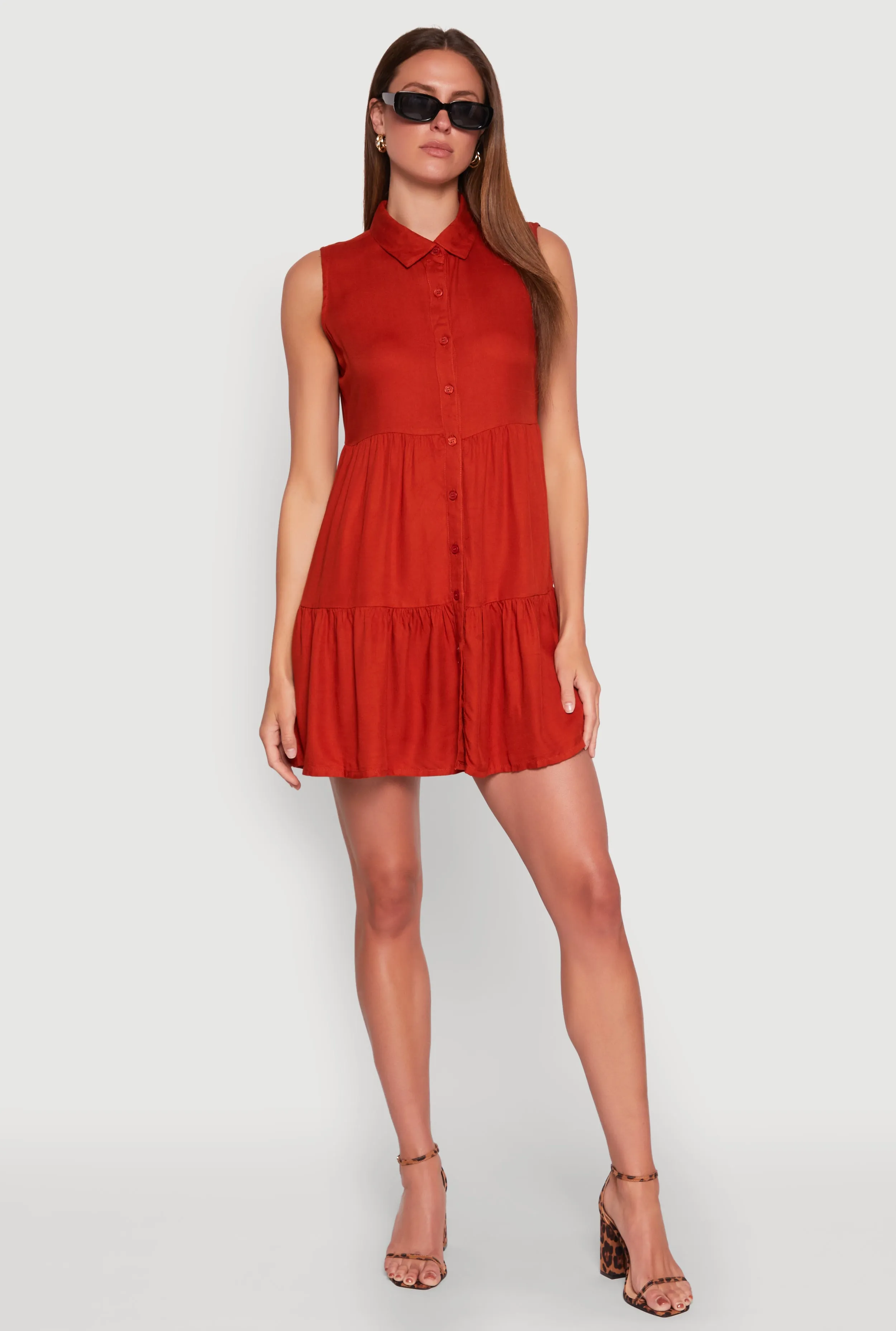 Sleeveless Button Front Tiered Dress sold by Rainbow product image thumbnail 2