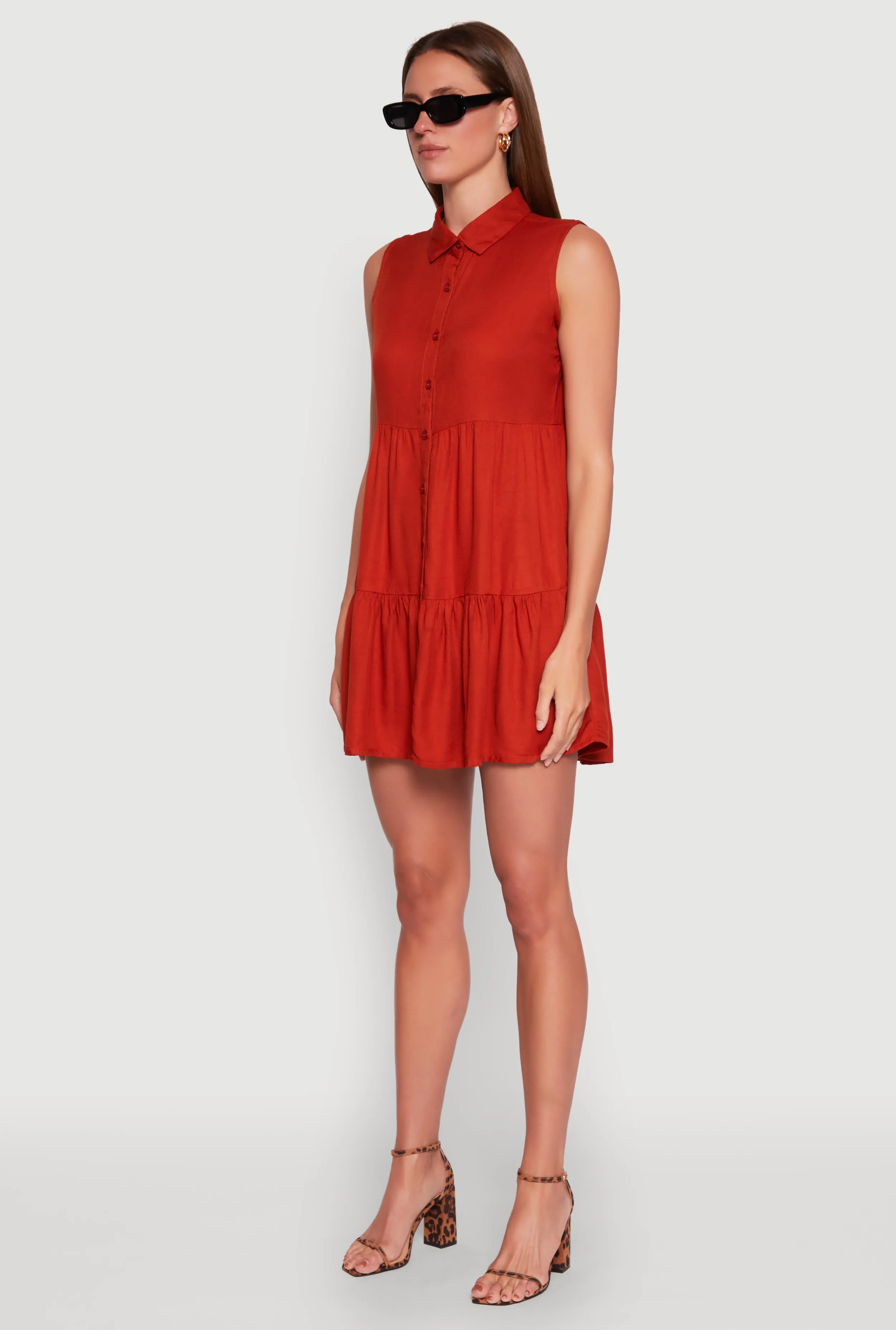 Sleeveless Button Front Tiered Dress sold by Rainbow product image thumbnail 3