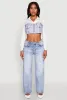 Bustier Denim Illusion Graphic Cropped Shirt sold by Rainbow
