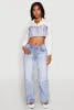 Bustier Denim Illusion Graphic Cropped Shirt sold by Rainbow