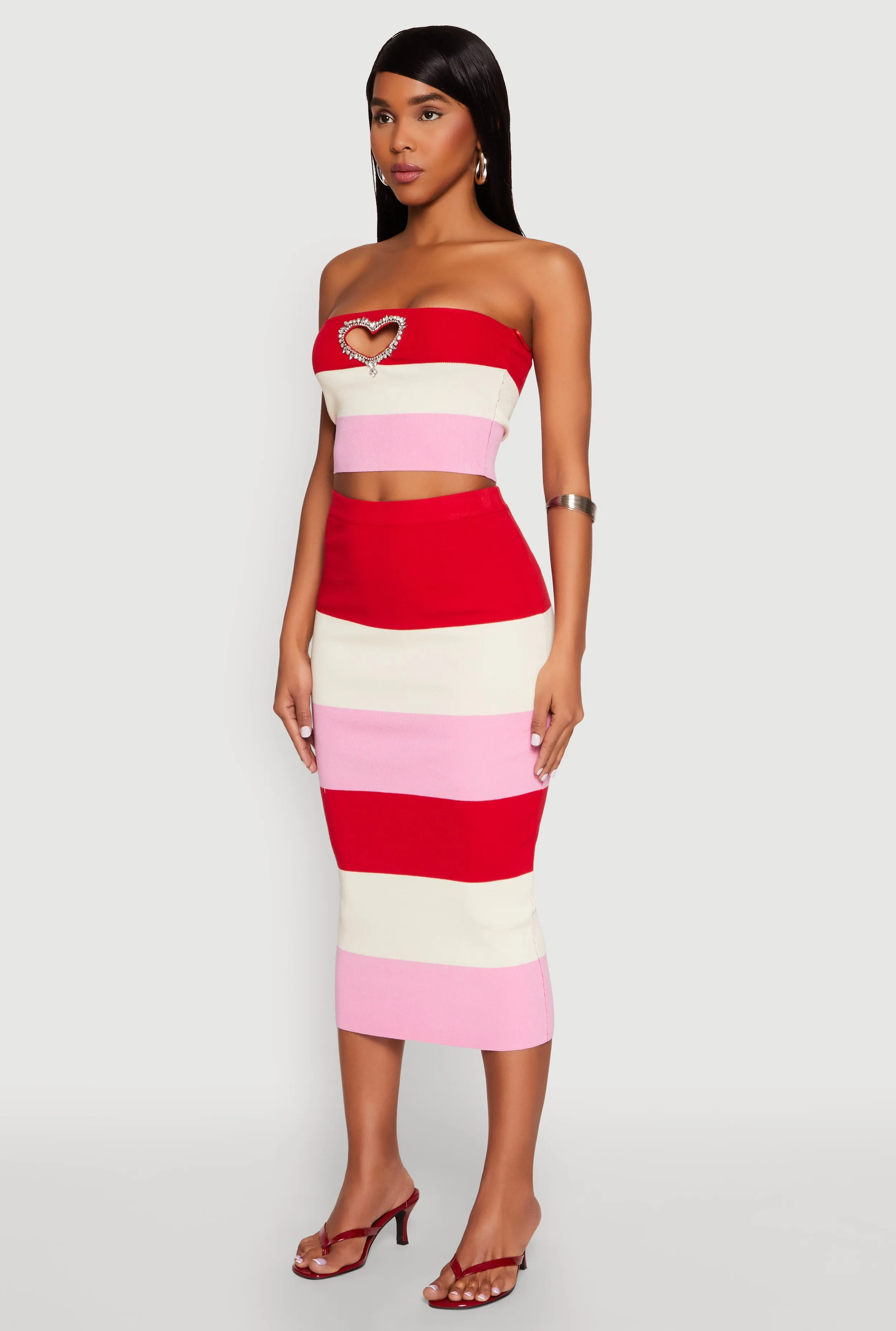 Striped Rhinestone Heart Keyhole Tube Top sold by Rainbow product image thumbnail 5