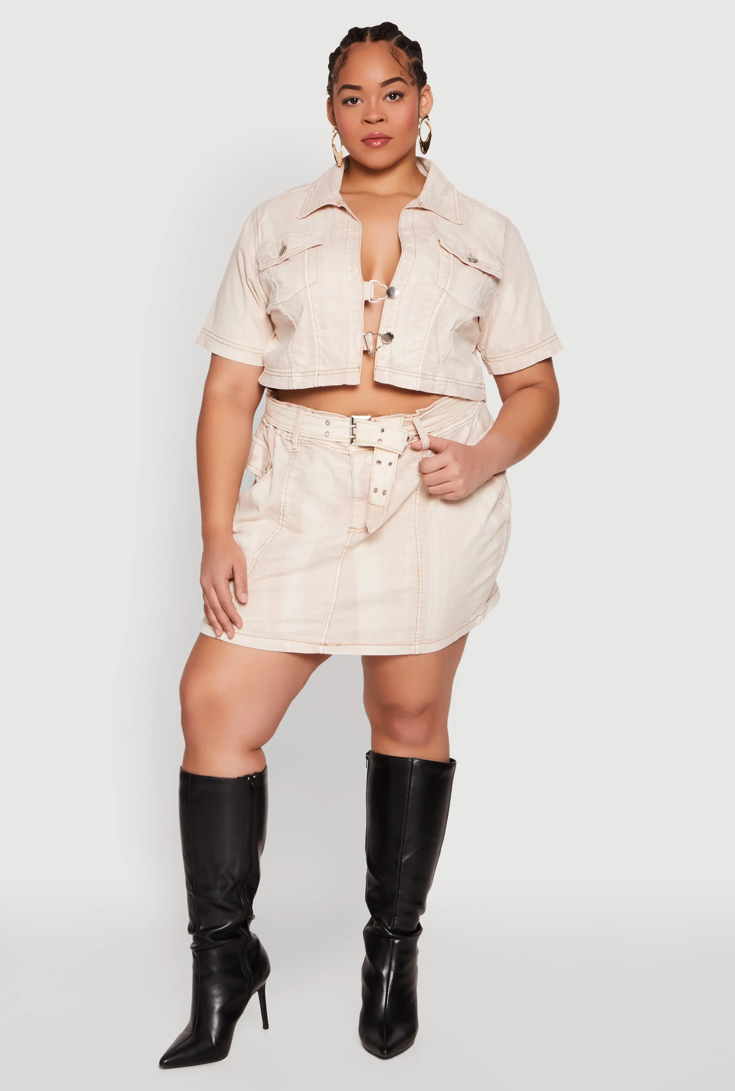 Plus Size Spoon Jeans Acid Wash Cropped Jacket sold by Rainbow product image thumbnail 3