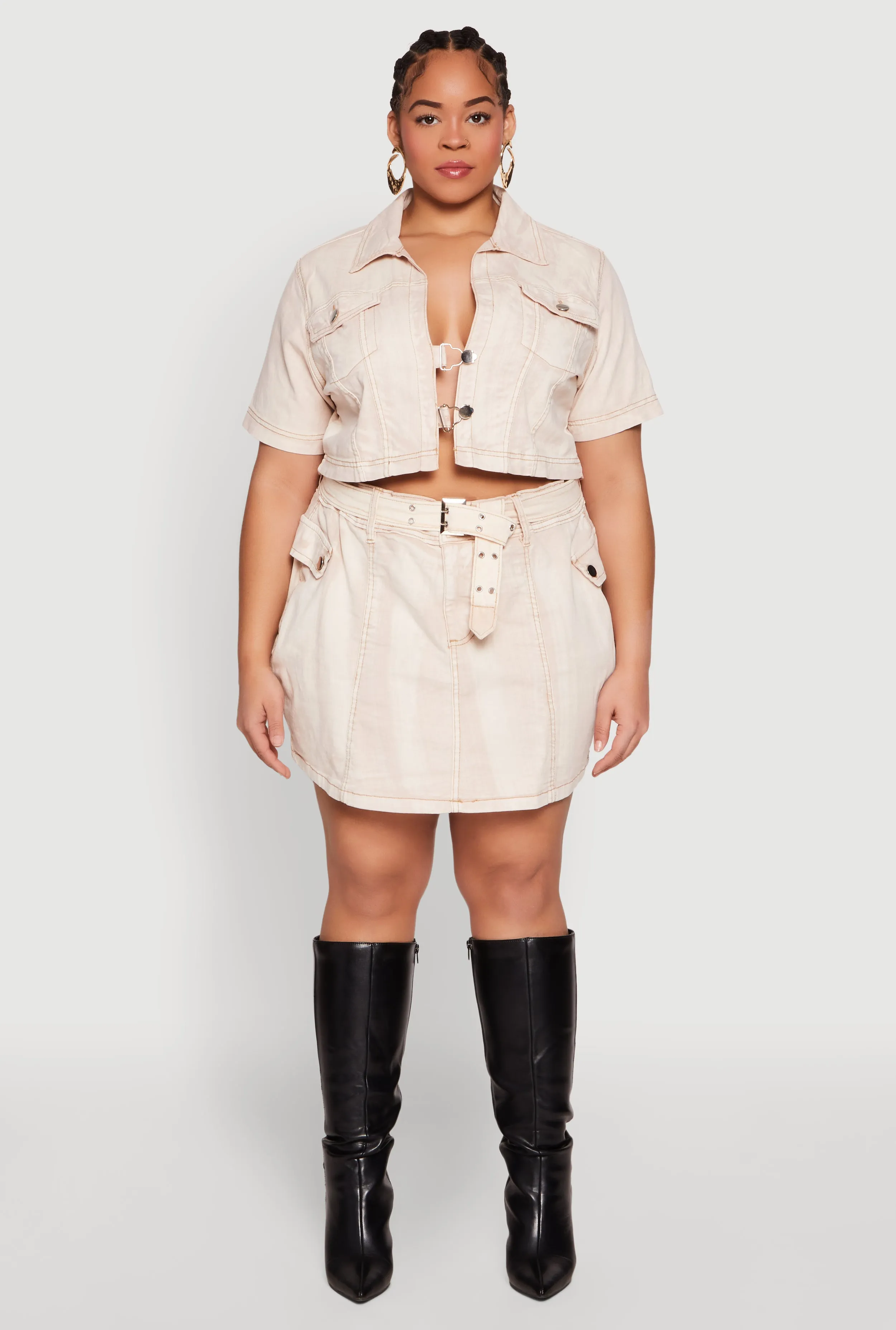 Plus Size Spoon Jeans Acid Wash Cropped Jacket sold by Rainbow product image thumbnail 2