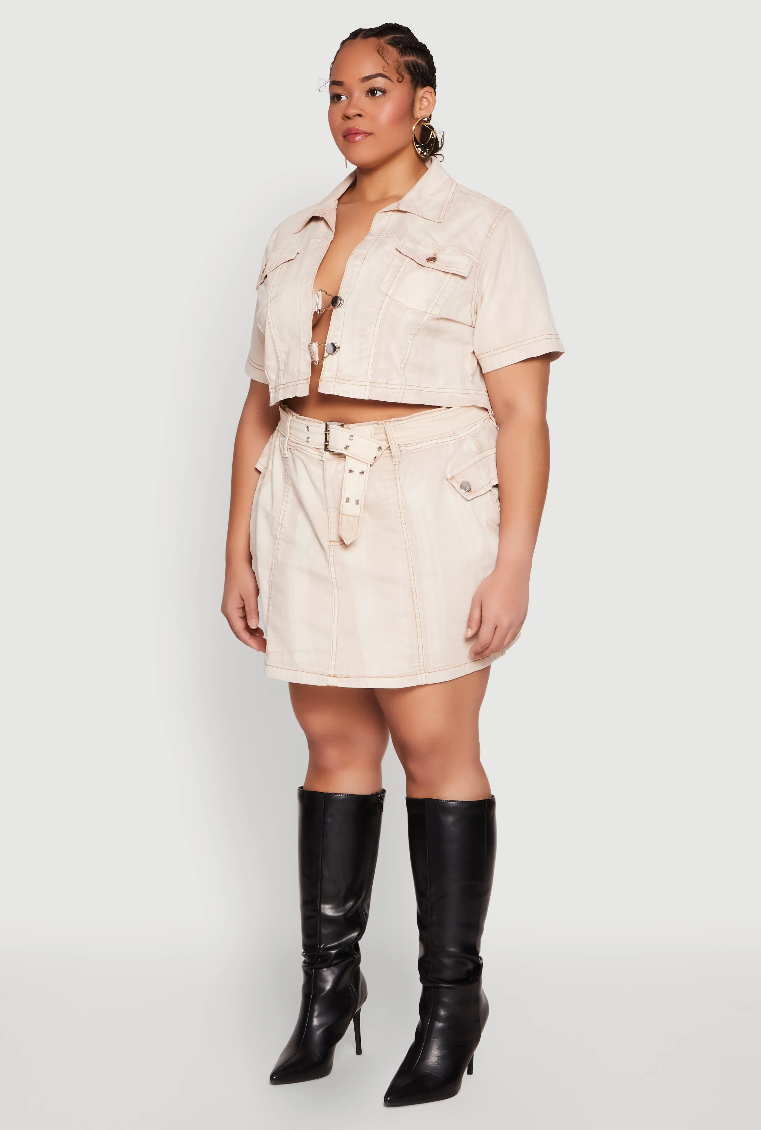 Plus Size Spoon Jeans Acid Wash Cropped Jacket sold by Rainbow product image thumbnail 5