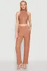 Textured Knit Zip Neck Crop Top sold by Rainbow