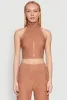 Textured Knit Zip Neck Crop Top sold by Rainbow