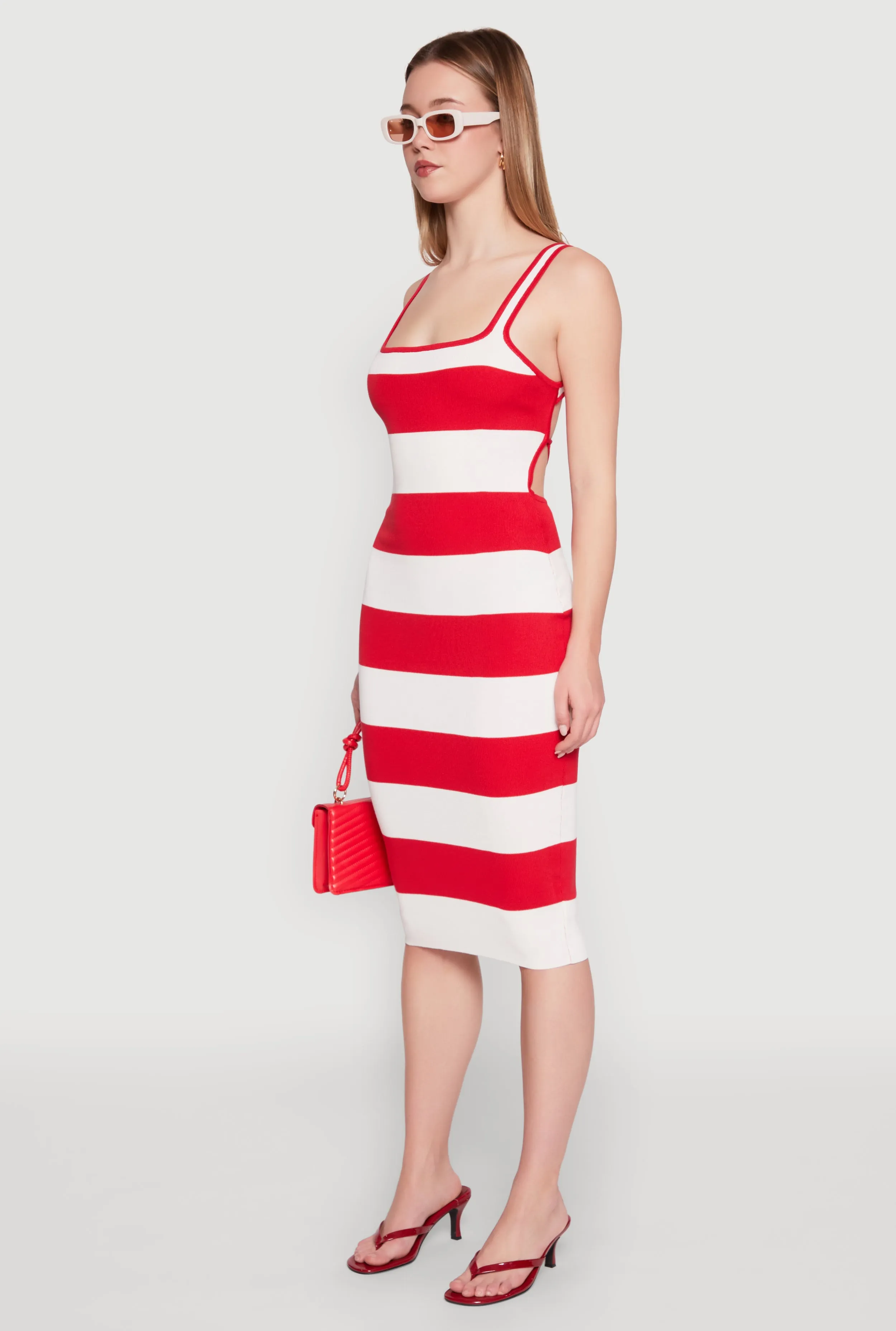 Open Tie Back Sleeveless Striped Bodycon Dress sold by Rainbow product image thumbnail 3