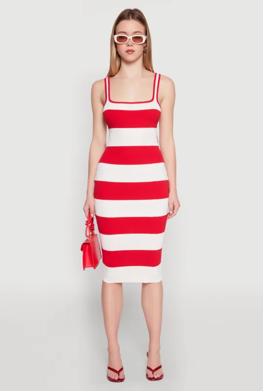 Open Tie Back Sleeveless Striped Bodycon Dress sold by Rainbow