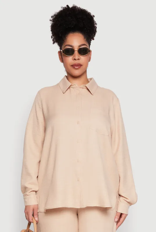 Plus Size Linen Oversized Shirt sold by Rainbow