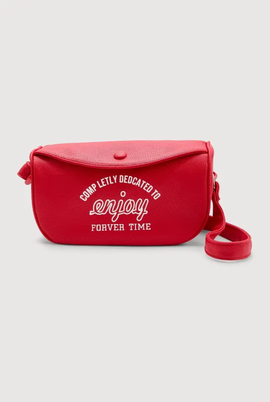 Enjoy Graphic Faux Leather Half Moon Crossbody Bag sold by Rainbow