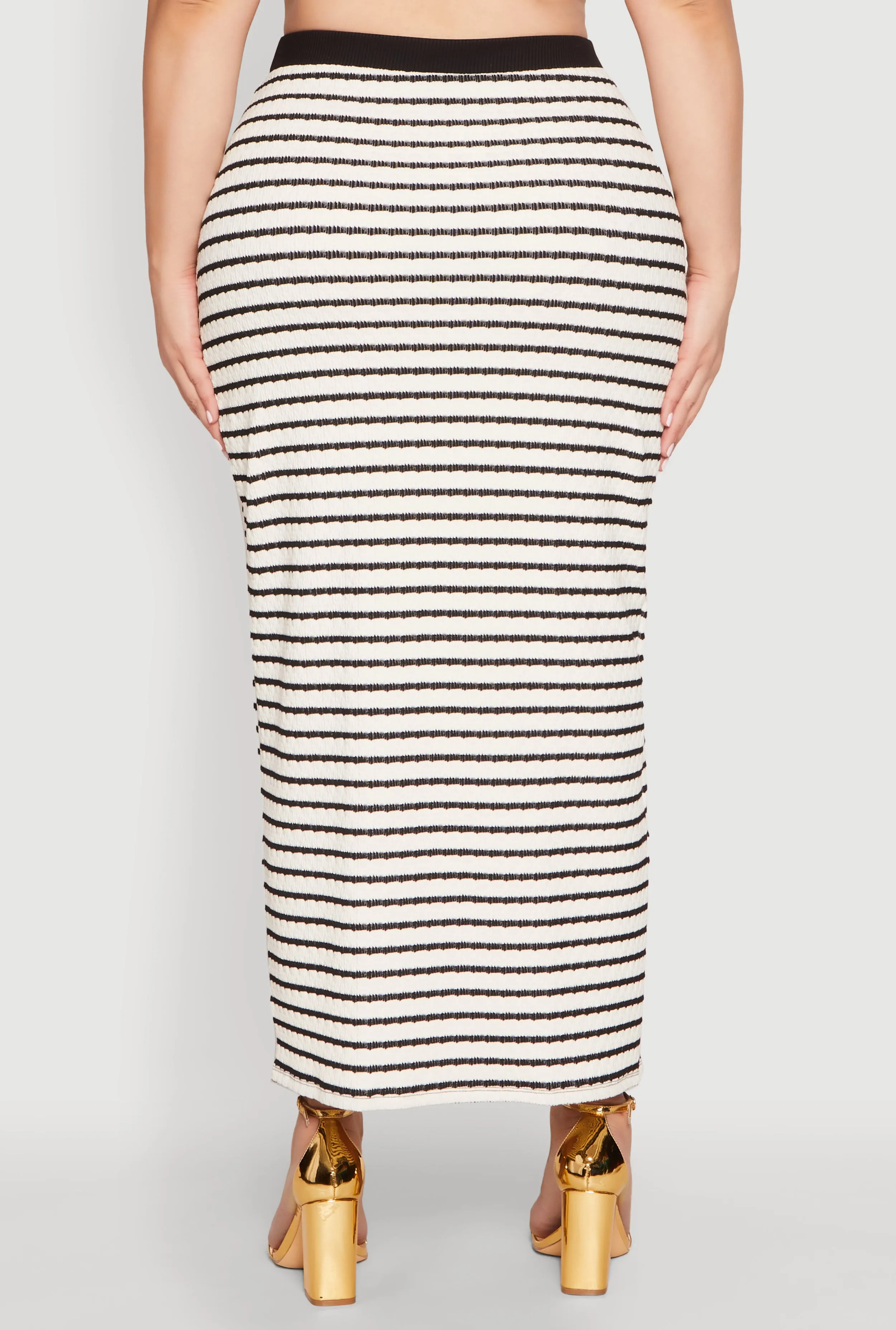 Plus Size Textured Knit Striped Maxi Skirt sold by Rainbow product image thumbnail 5
