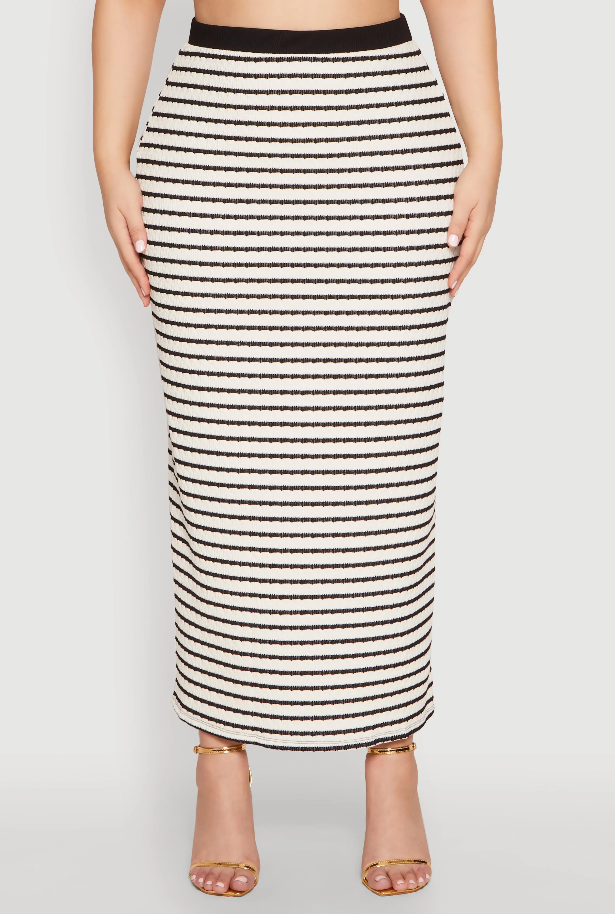 Plus Size Textured Knit Striped Maxi Skirt sold by Rainbow product image thumbnail 3