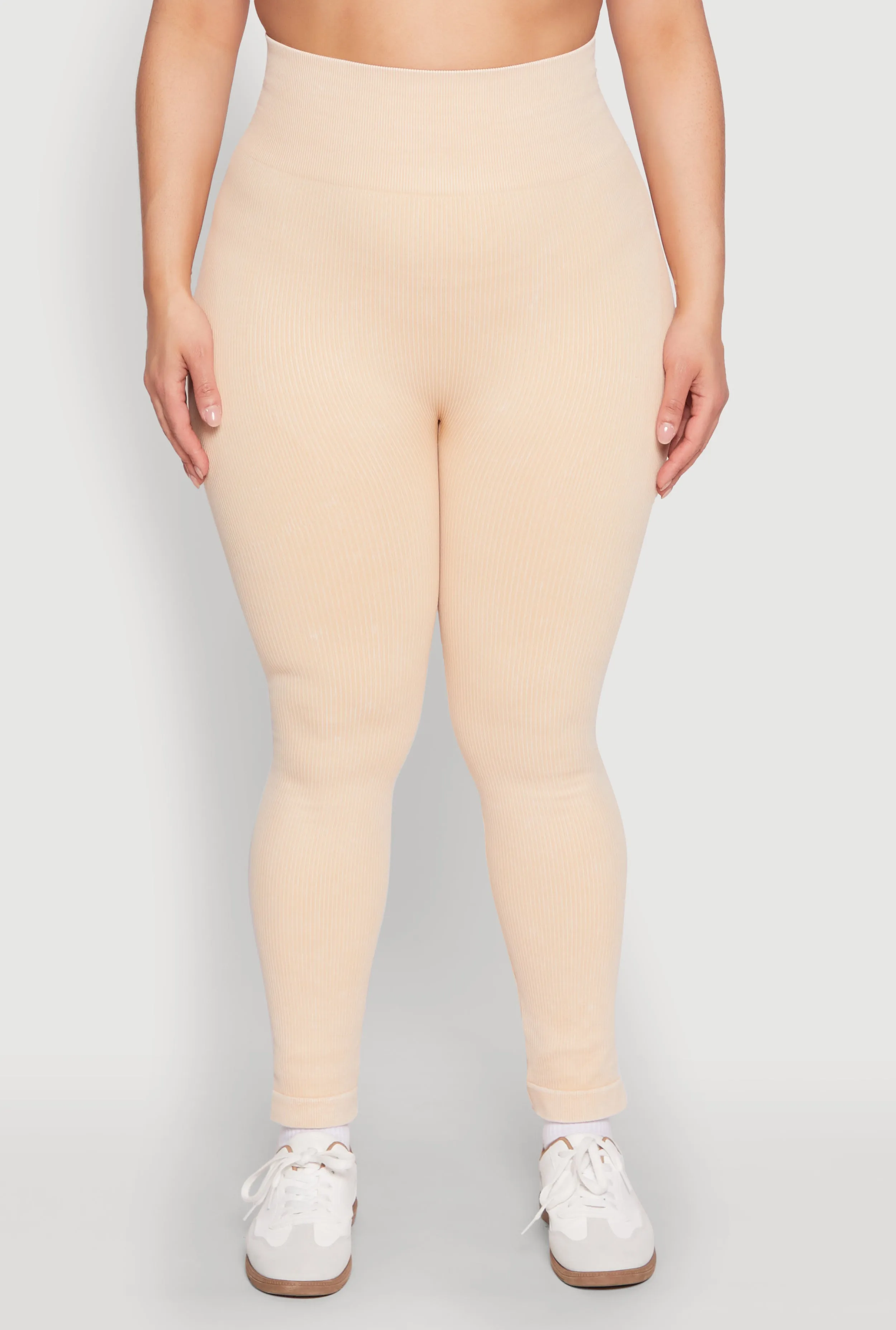 Plus Size Daisy Compression Rib Acid Wash Leggings sold by Rainbow product image thumbnail 3