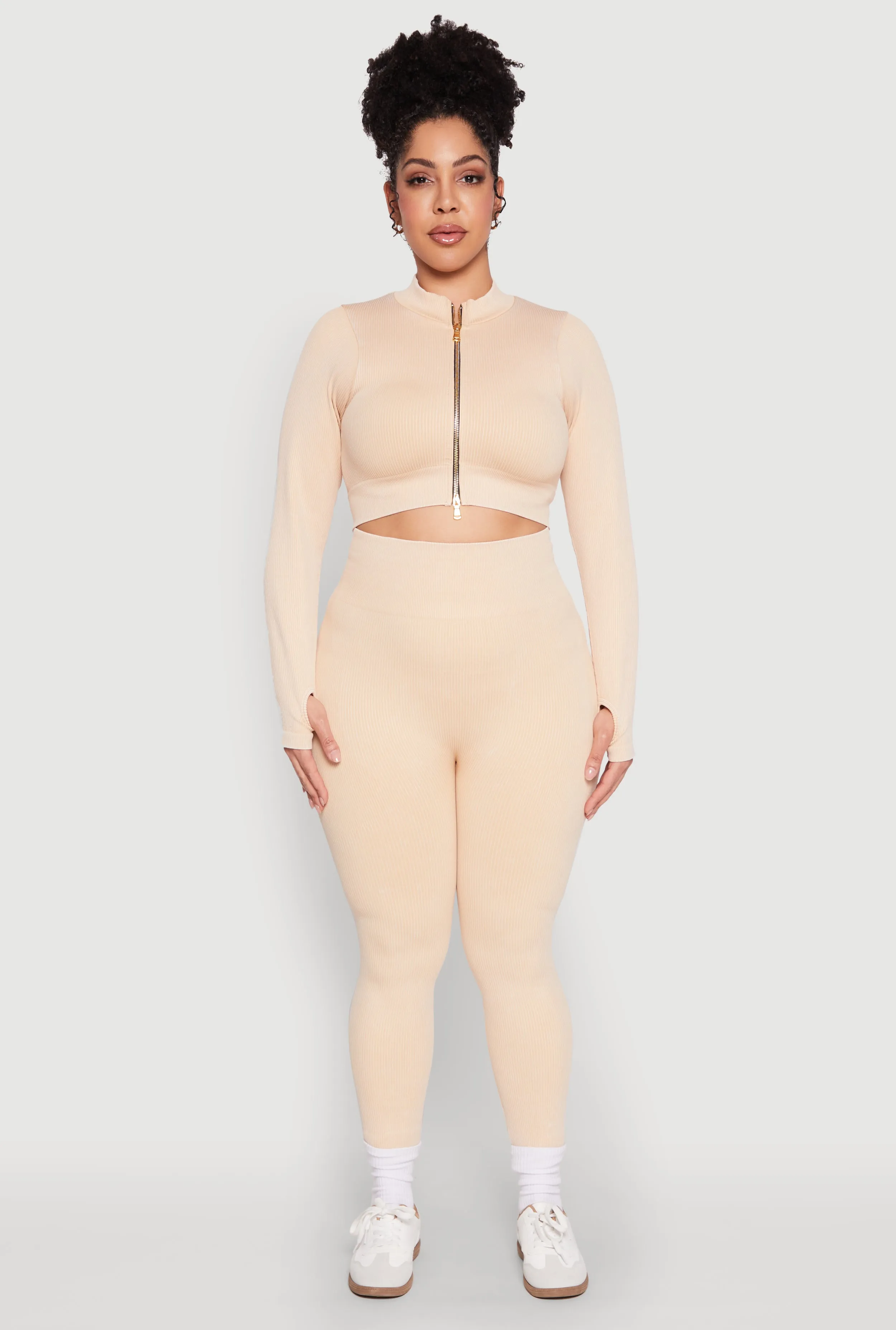 Plus Size Daisy Compression Rib Acid Wash Leggings sold by Rainbow product image thumbnail 2